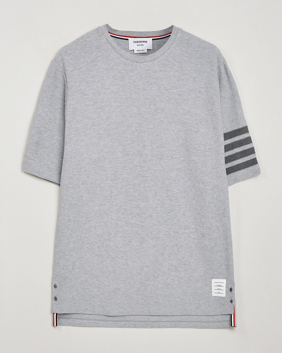 Mies | T-paidat | Thom Browne | Textured Pique 4 Bar T-Shirt Pale Grey