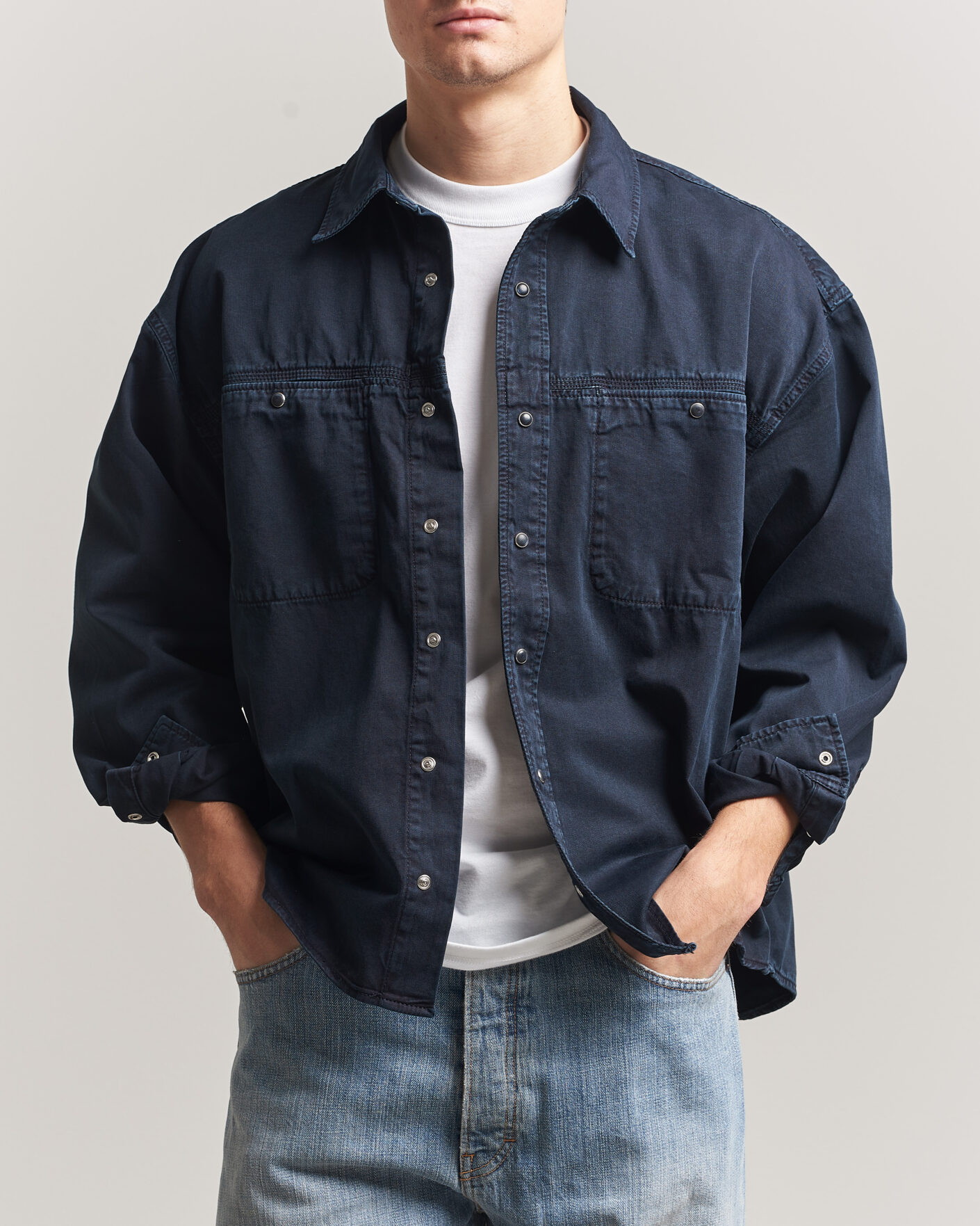 Mies | Kauluspaidat | Jeanerica | André Pocket Overshirt Blue Black