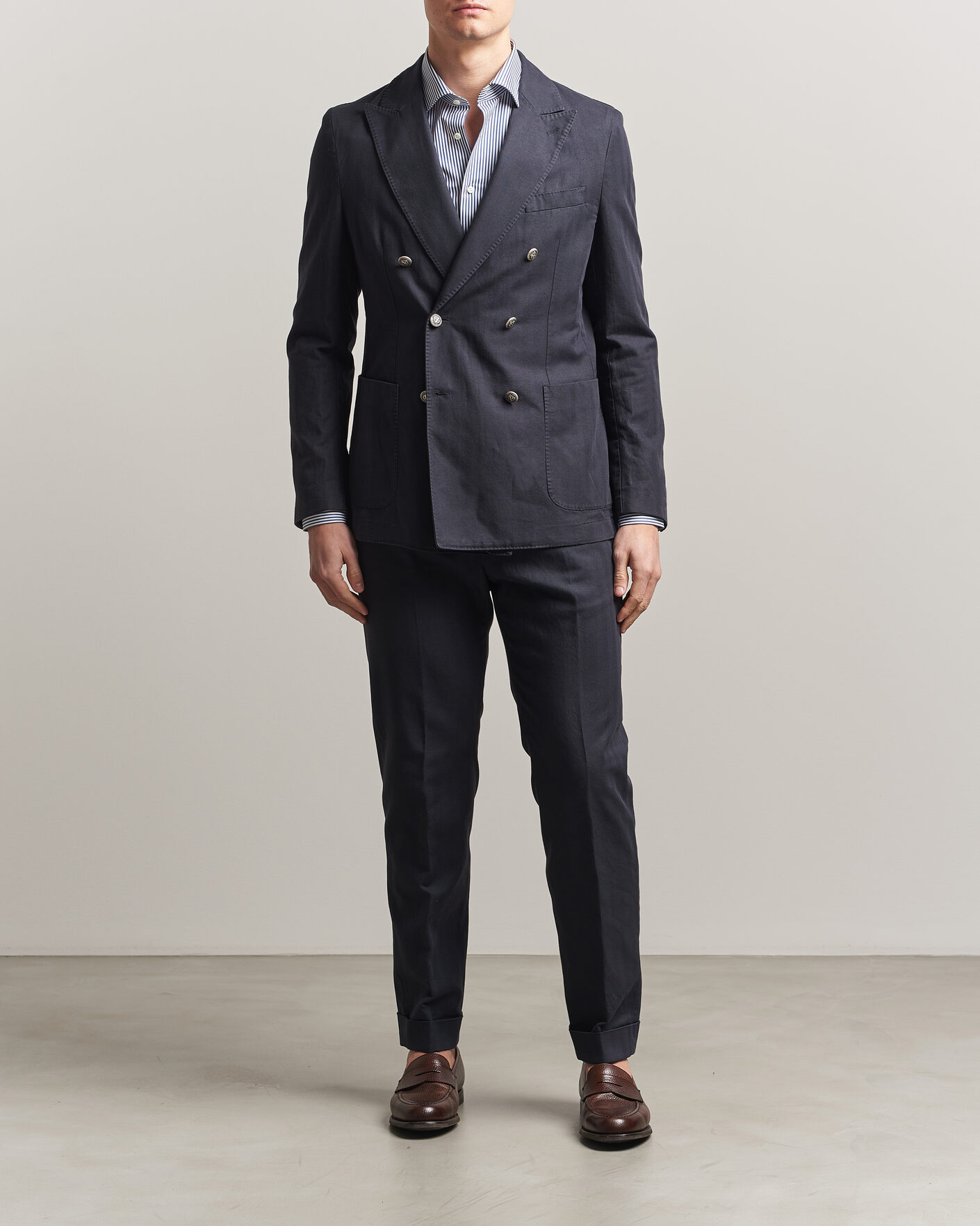 Mies | Pikkutakit | Morris | Cotton Herringbone Double Breasted Blazer Blue