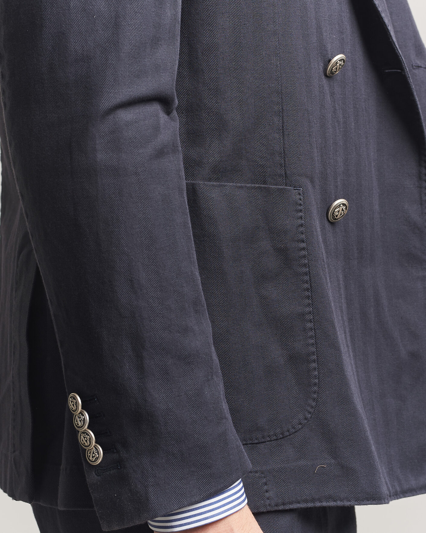 Mies | Pikkutakit | Morris | Cotton Herringbone Double Breasted Blazer Blue