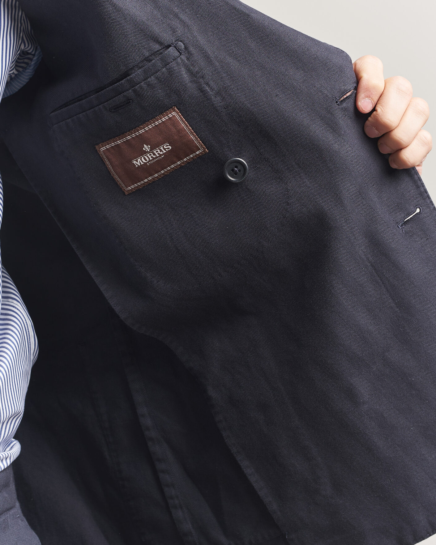 Mies | Pikkutakit | Morris | Cotton Herringbone Double Breasted Blazer Blue