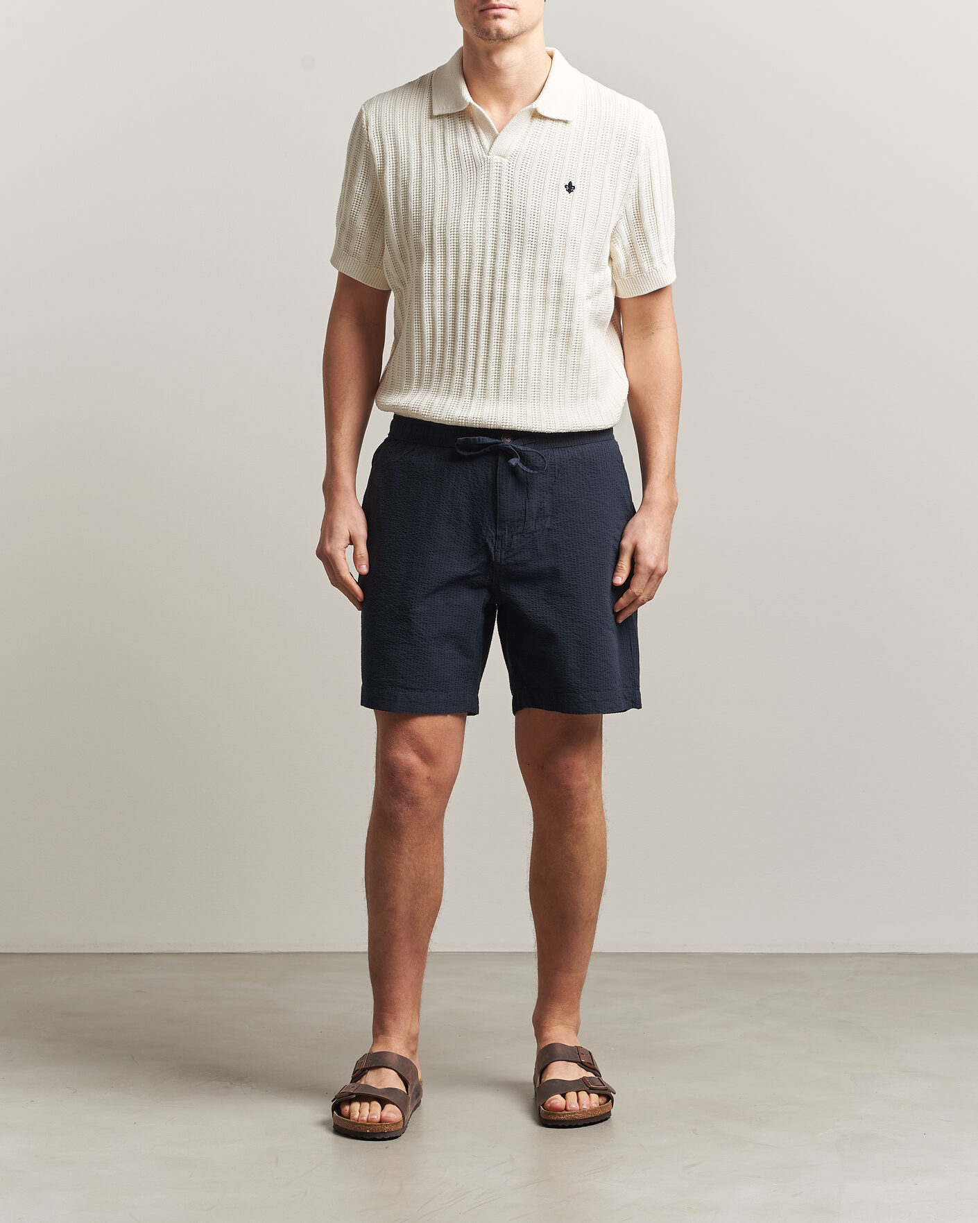 Mies | Shortsit | Morris | Fenix Seersucker Shorts Dark Blue