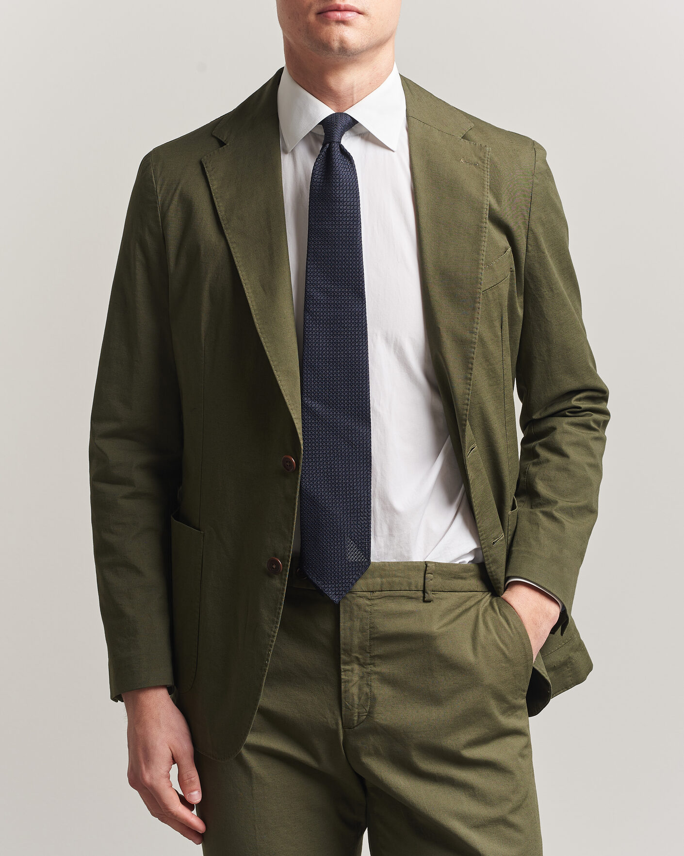 Mies | Pikkutakit | Morris | Washed Cotton Suit Blazer Olive
