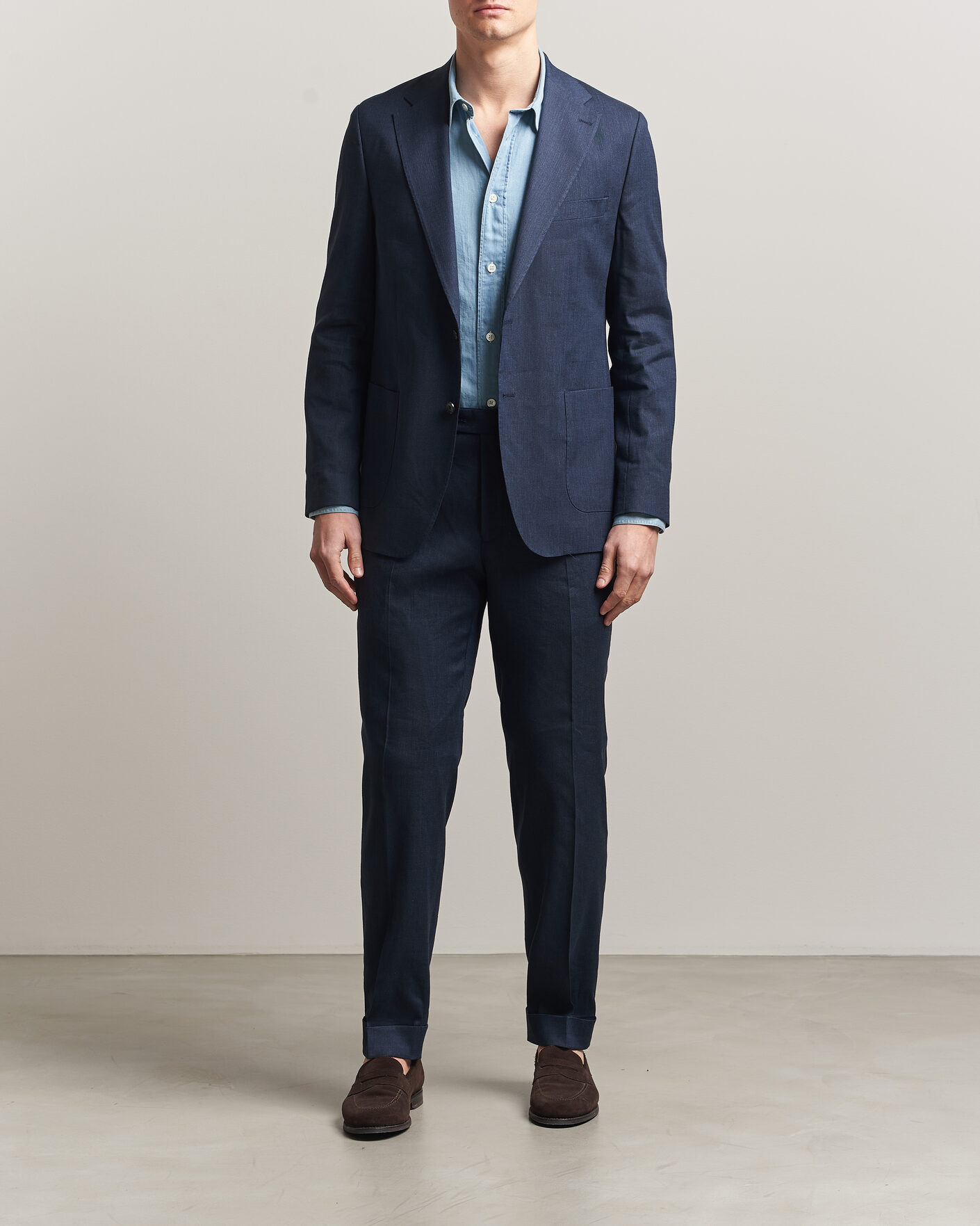 Mies | Housut | Morris | Jack Linen Trousers Navy