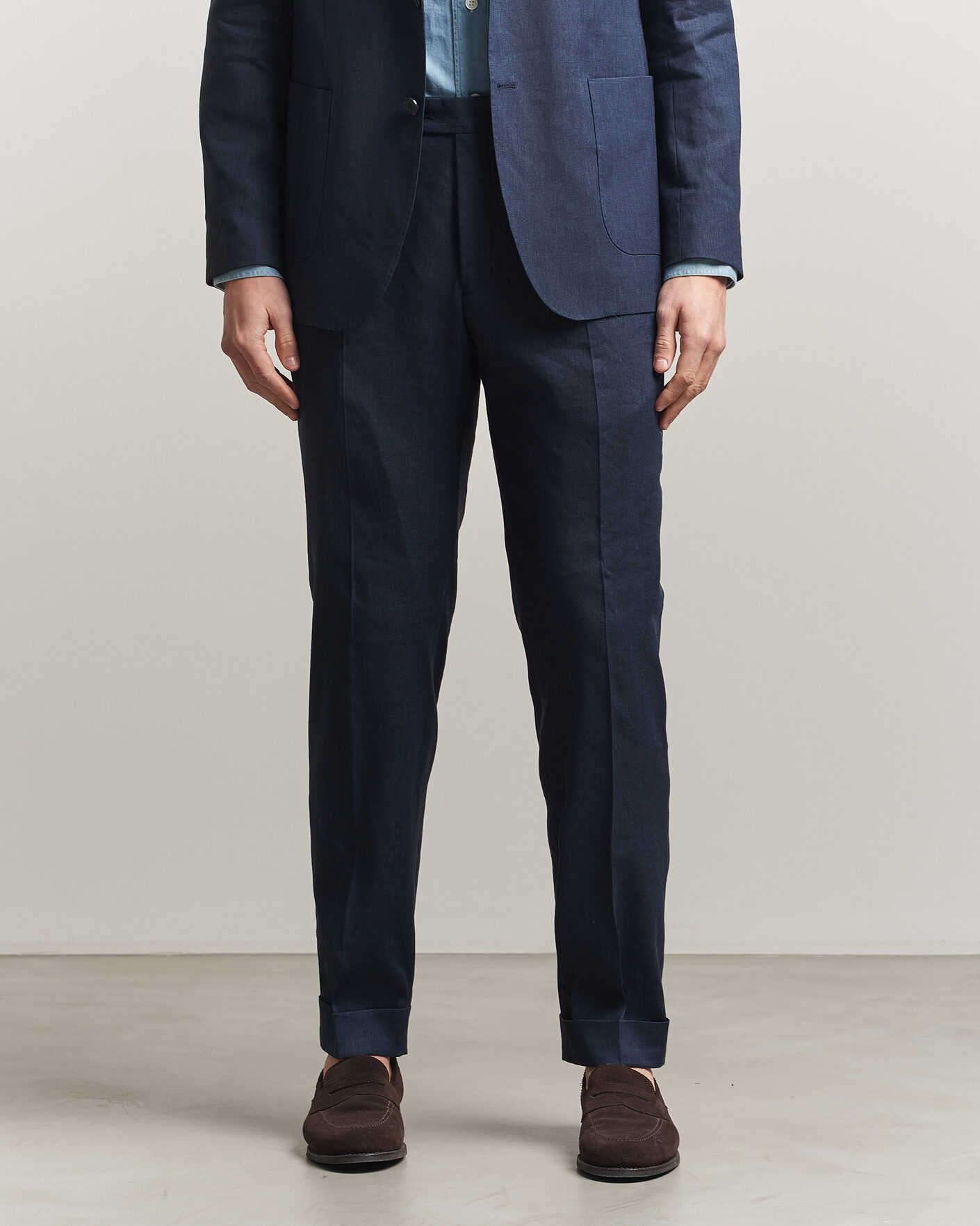 Mies | Housut | Morris | Jack Linen Trousers Navy