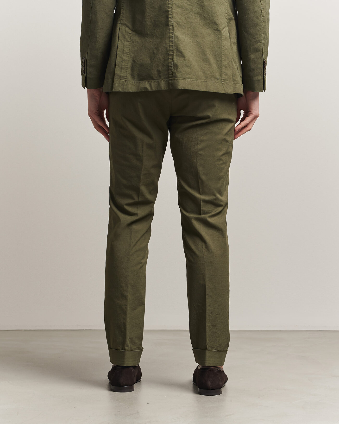 Mies | Housut | Morris | Jack Washed Cotton Trousers Olive