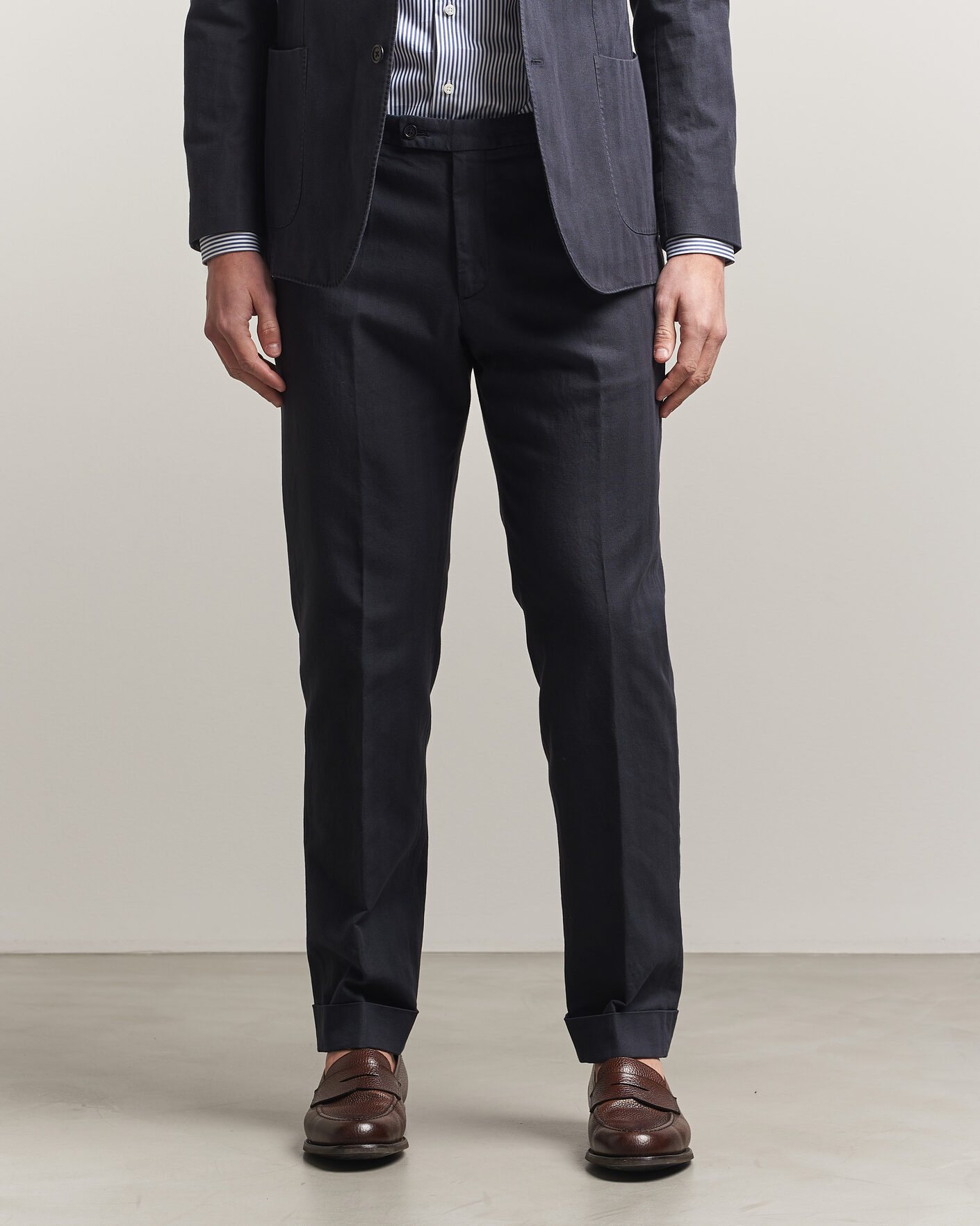 Mies | Housut | Morris | Jack Herringbone Cotton Trousers Blue