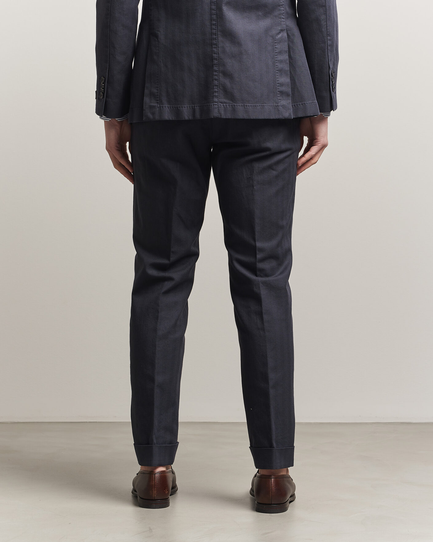 Mies | Housut | Morris | Jack Herringbone Cotton Trousers Blue