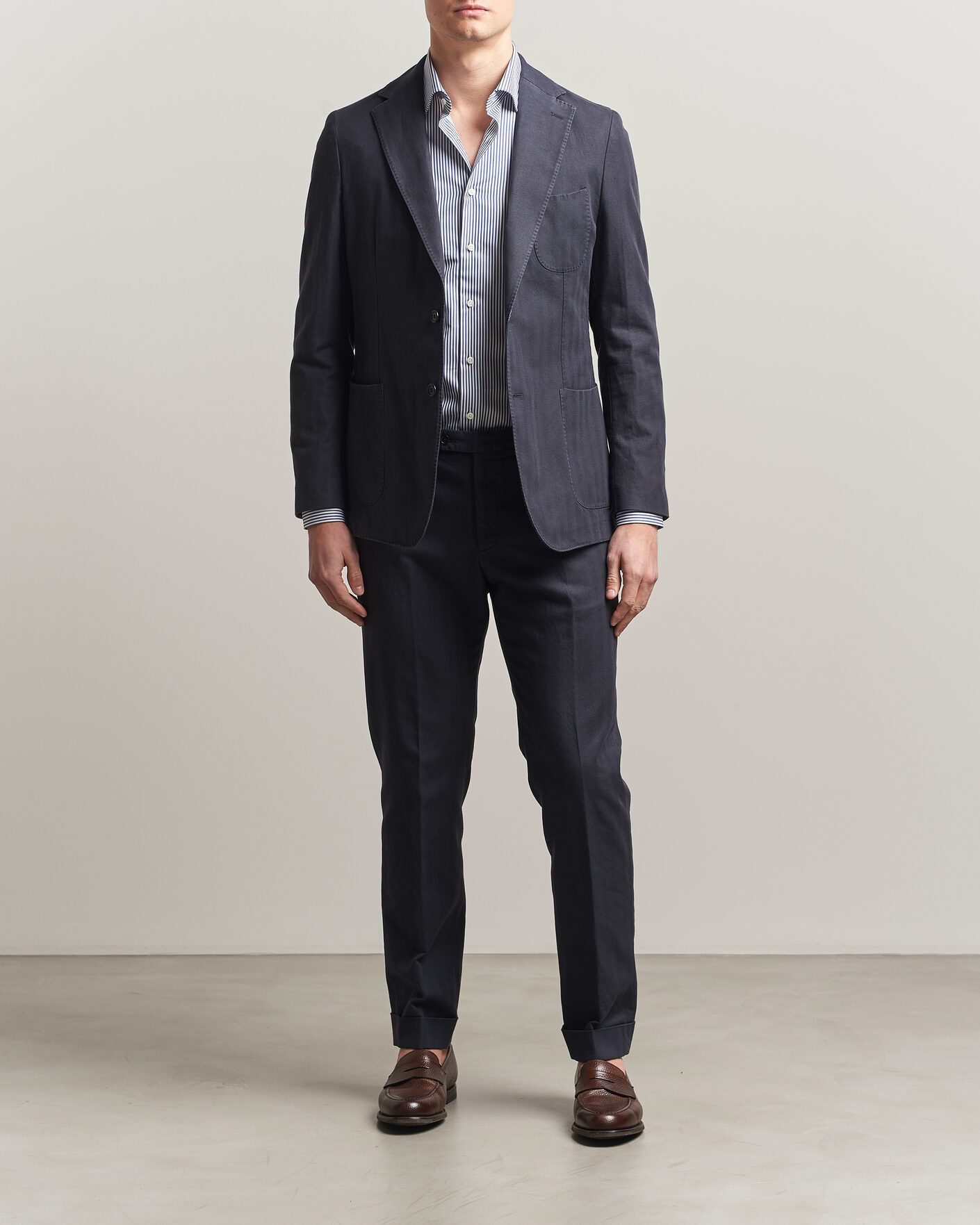 Mies | Pikkutakit | Morris | Washed Cotton Herringbone Blazer Navy