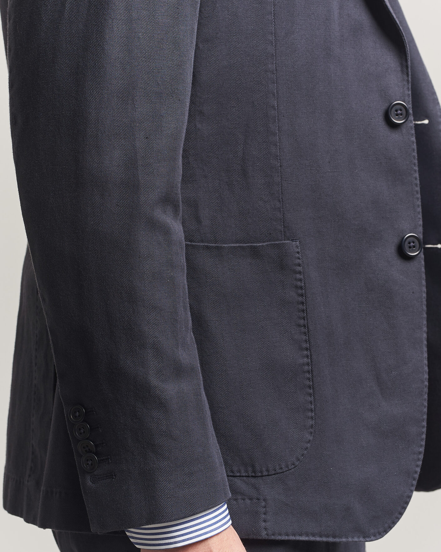 Mies | Pikkutakit | Morris | Washed Cotton Herringbone Blazer Navy