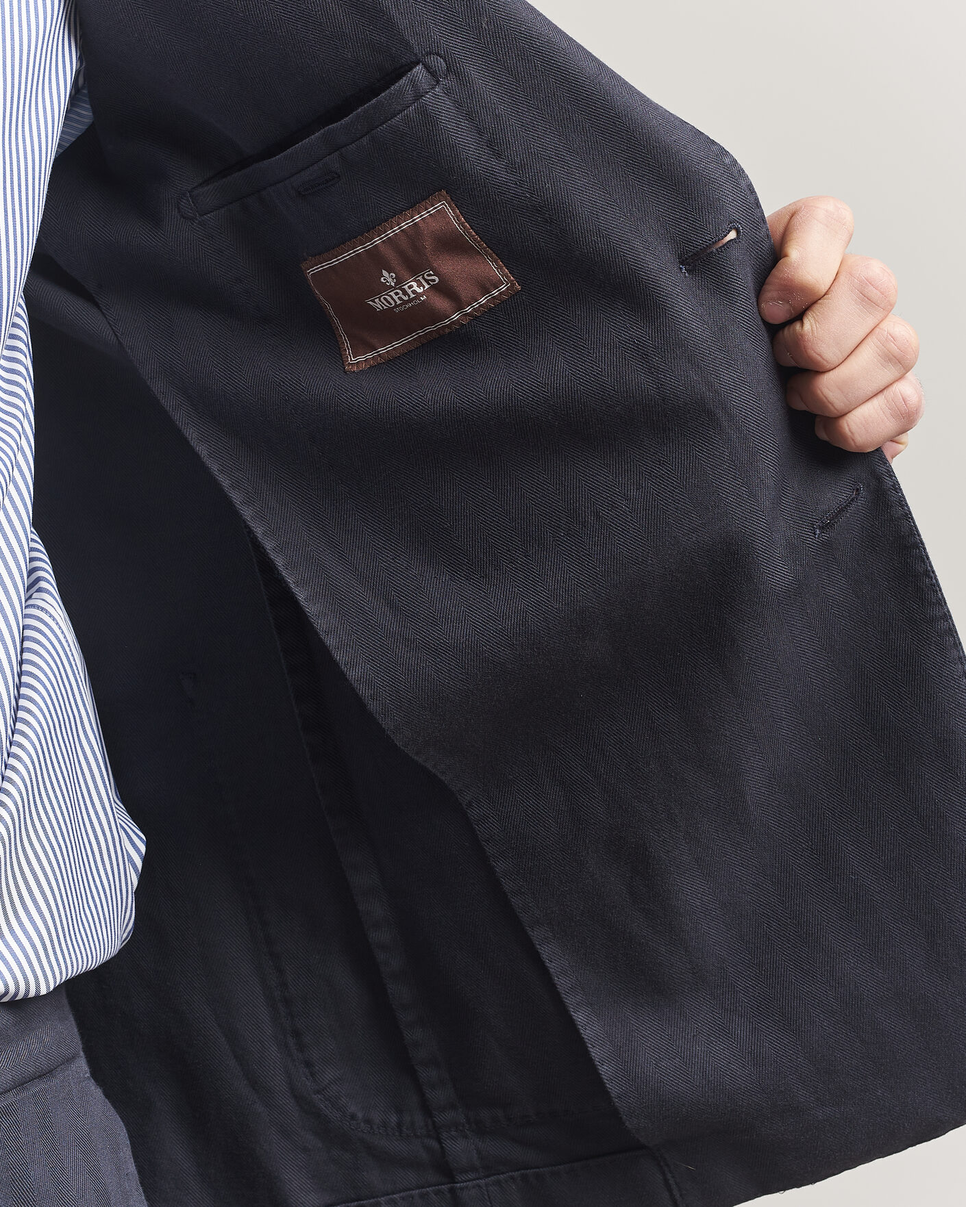 Mies | Pikkutakit | Morris | Washed Cotton Herringbone Blazer Navy
