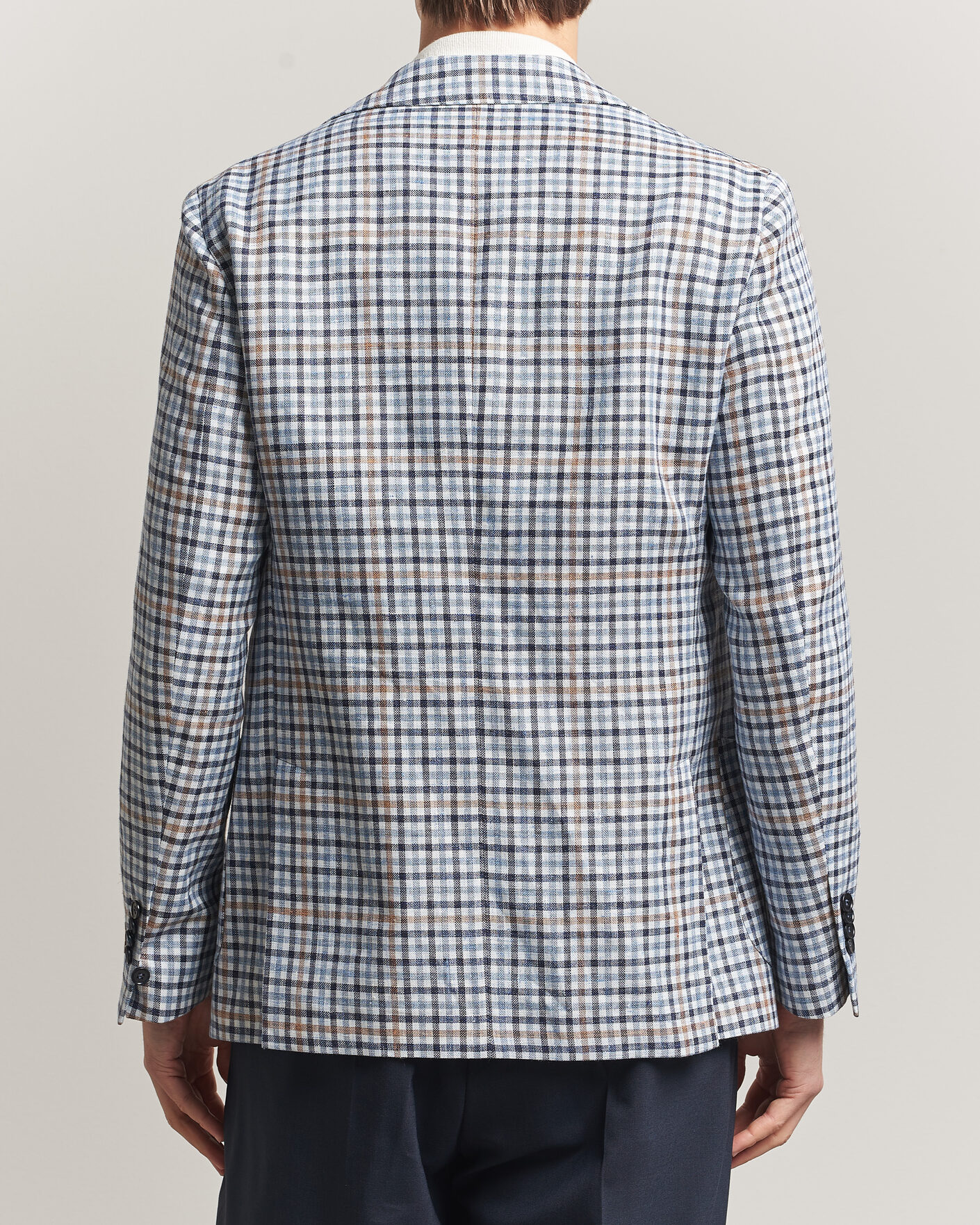 Mies | Pikkutakit | Morris | Linen Cotton Checked Blazer Blue