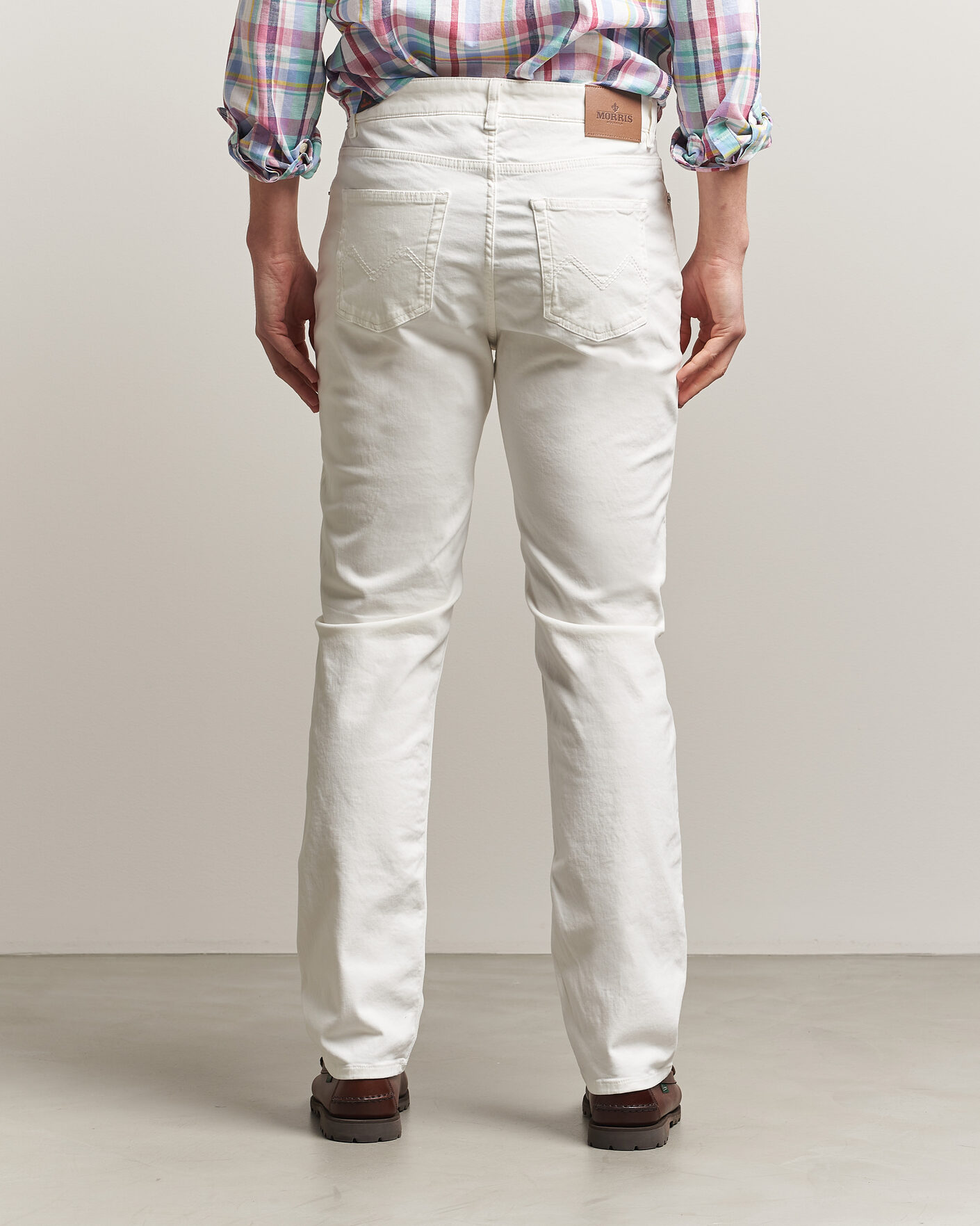 Mies | Housut | Morris | James Brushed 5-Pocket Jeans Off White
