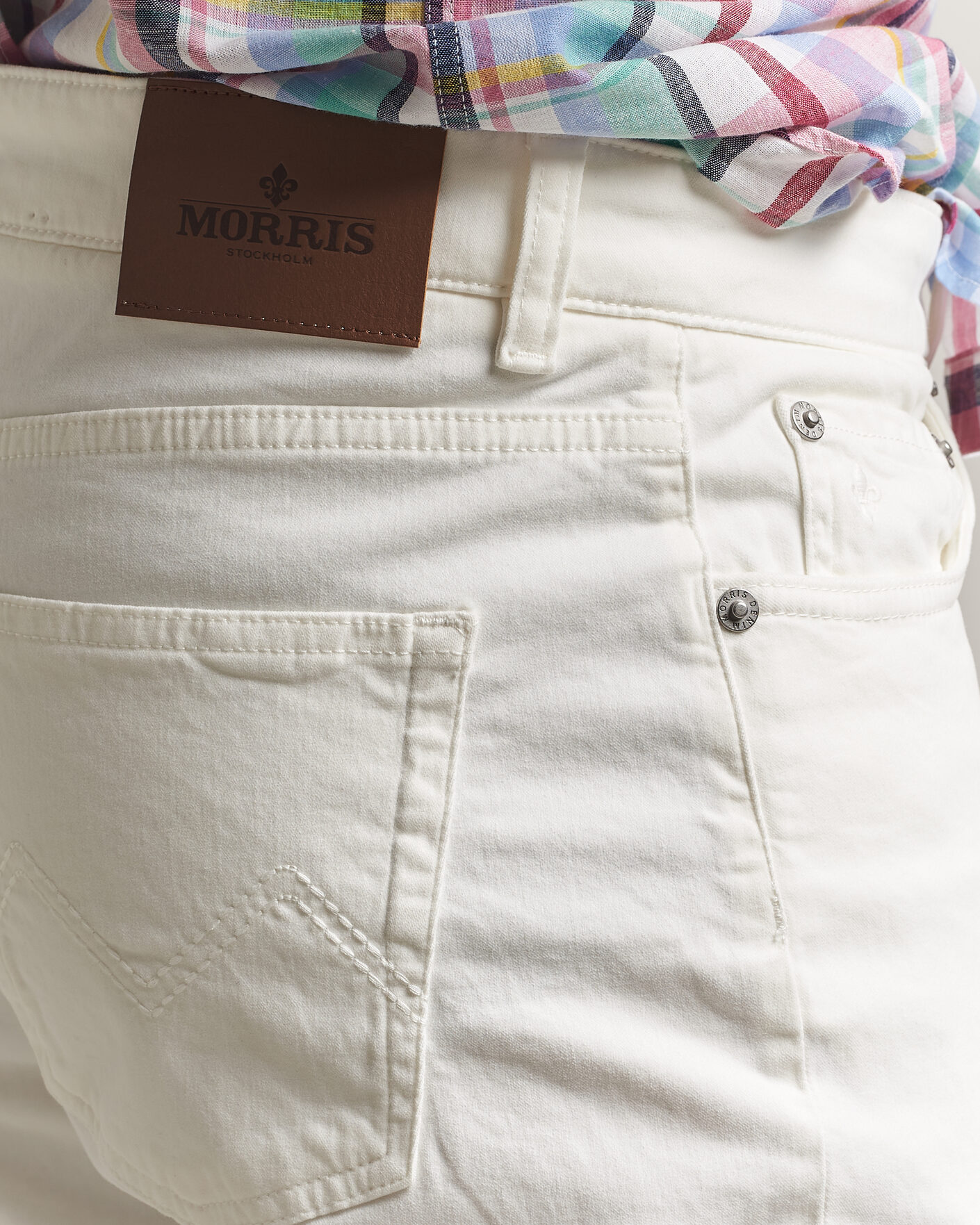Mies | Housut | Morris | James Brushed 5-Pocket Jeans Off White