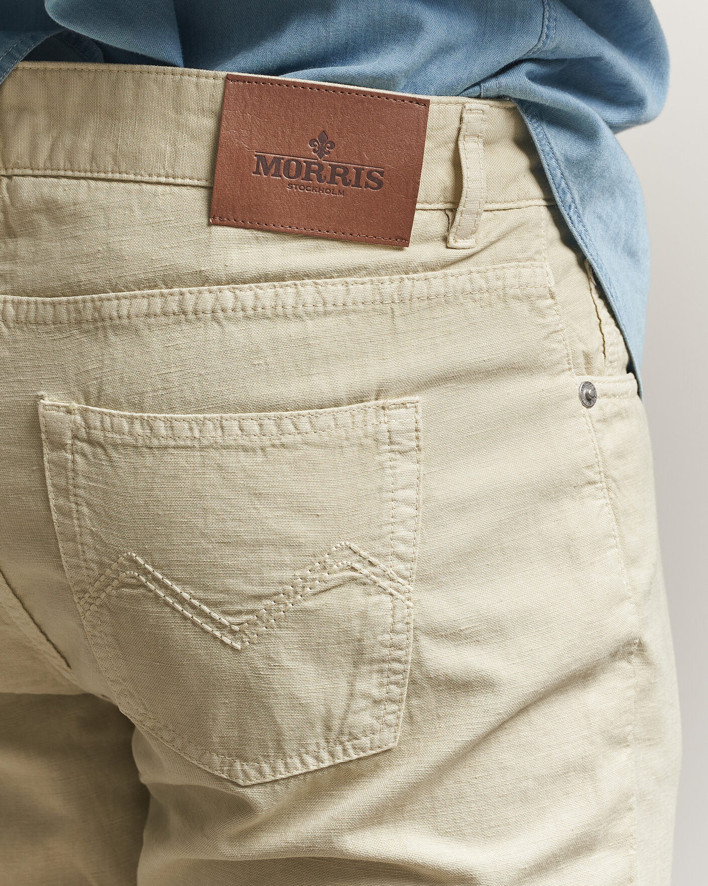 Mies | Housut | Morris | James Washed Linen 5-Pocket Pants Khaki