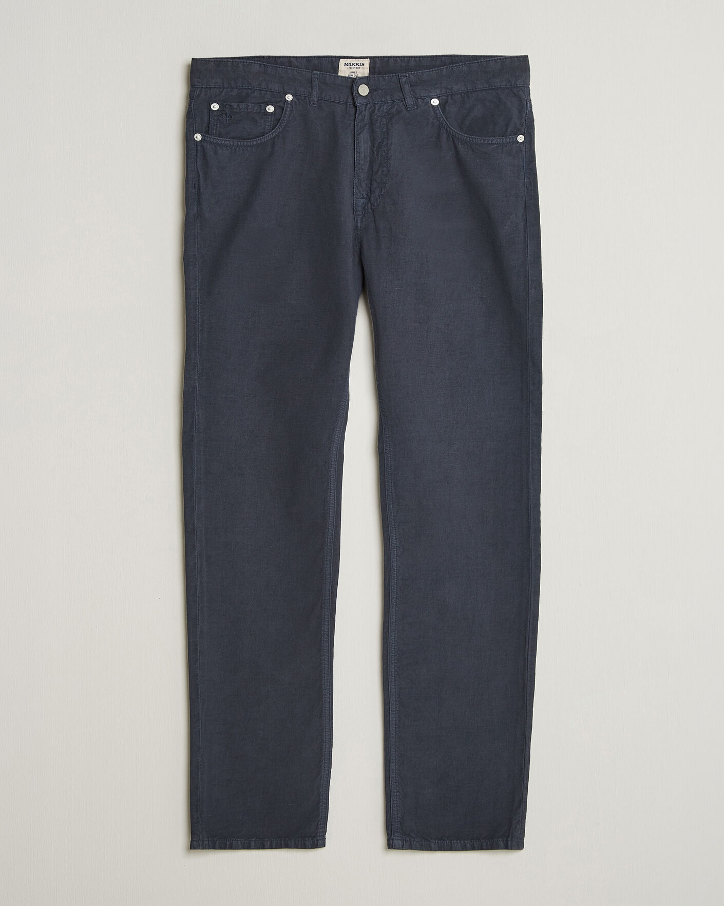 Mies | Housut | Morris | James Washed Linen 5-Pocket Pants Dark Blue