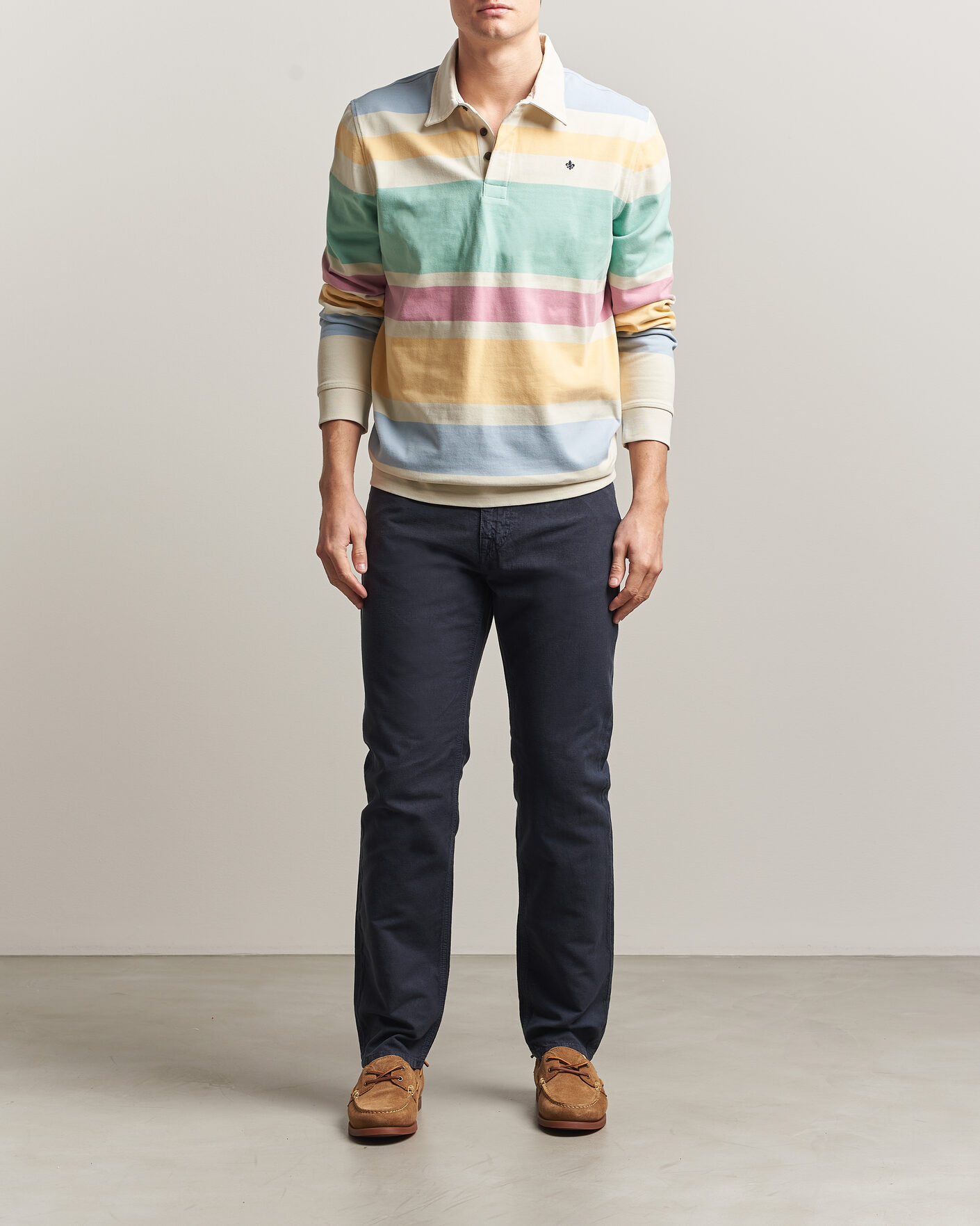 Mies | Housut | Morris | James Washed Linen 5-Pocket Pants Dark Blue