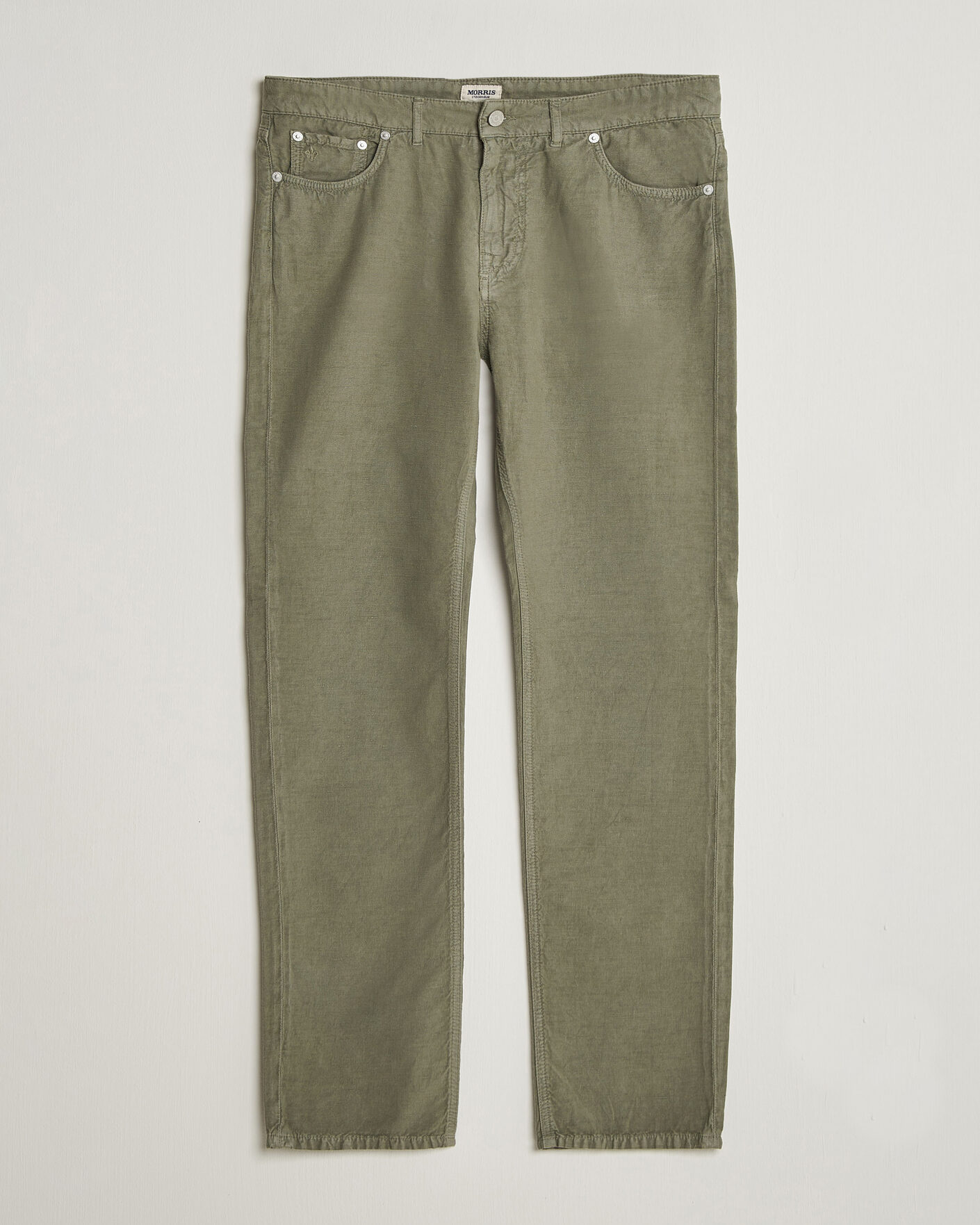 Mies | Housut | Morris | James Washed Linen 5-Pocket Pants Olive