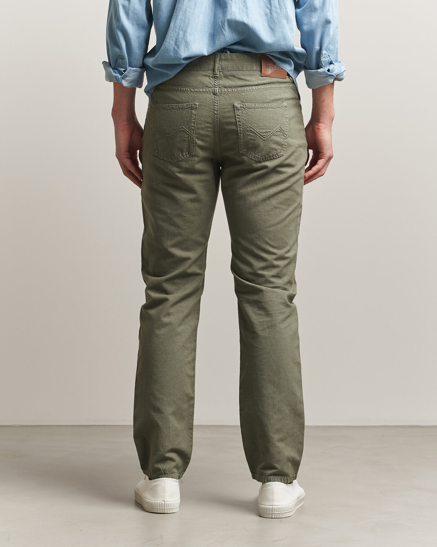 Mies | Housut | Morris | James Washed Linen 5-Pocket Pants Olive