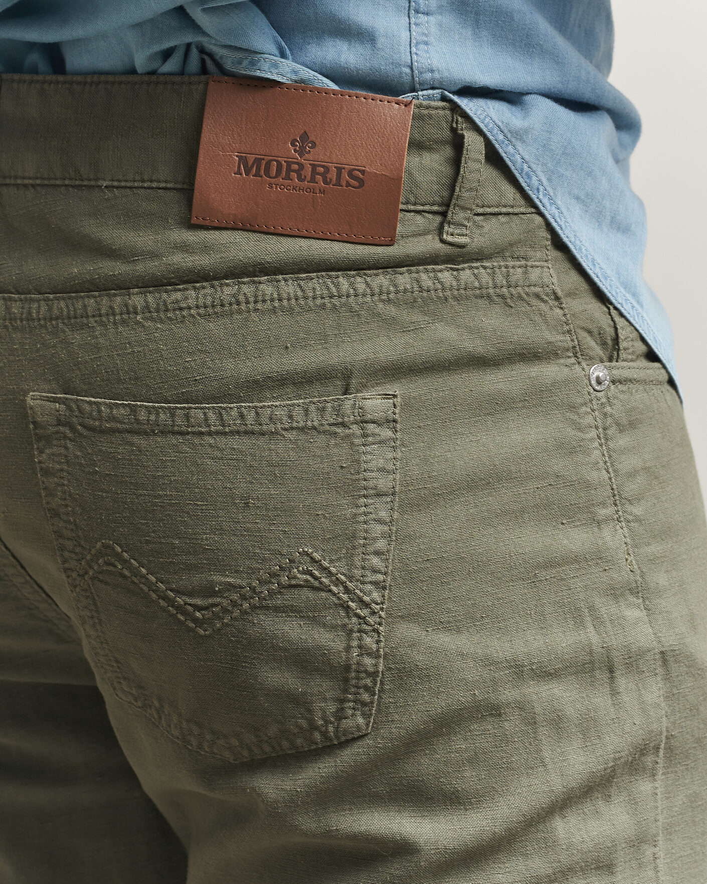 Mies | Housut | Morris | James Washed Linen 5-Pocket Pants Olive
