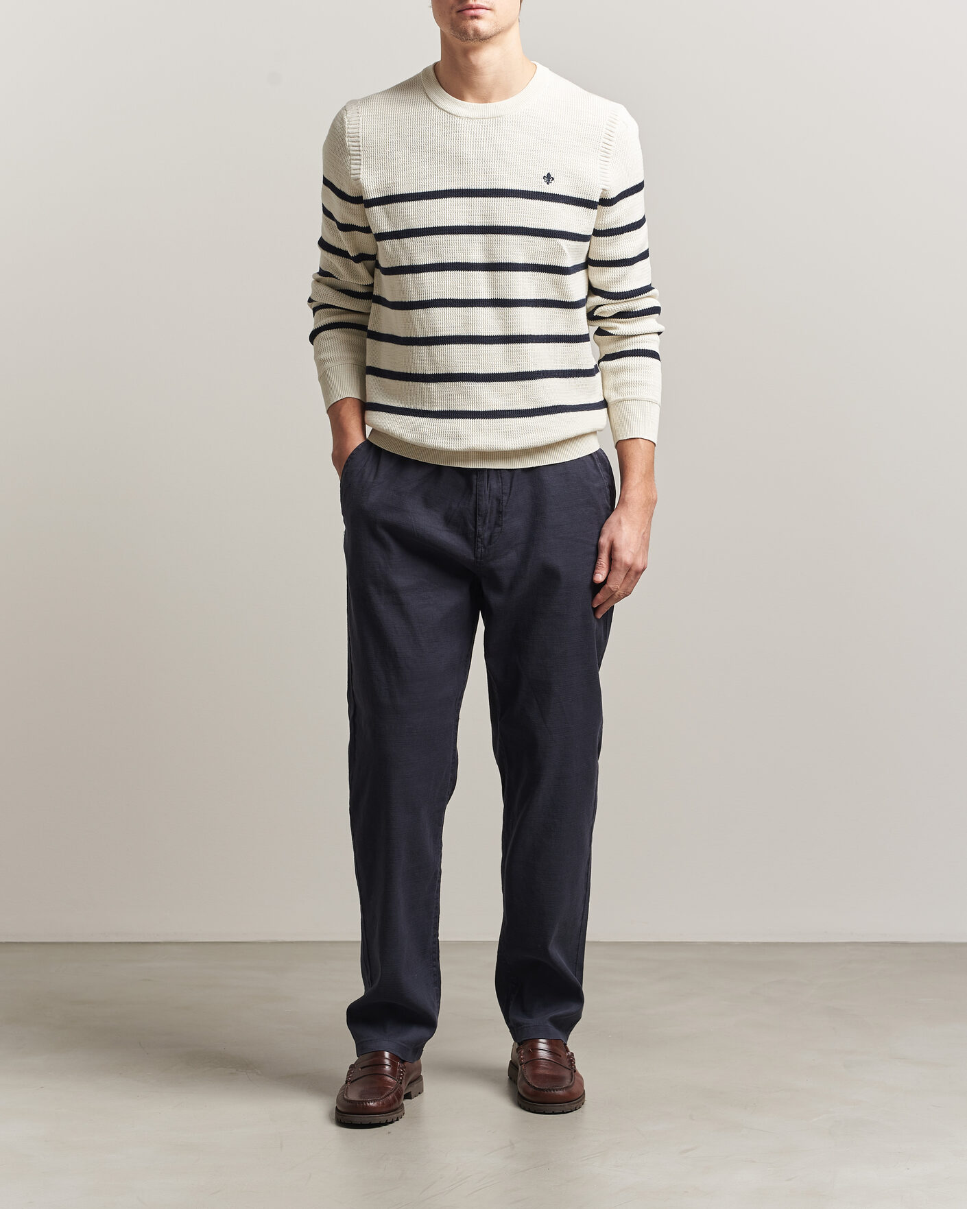 Mies | Housut | Morris | Fenix Linen Trousers Navy