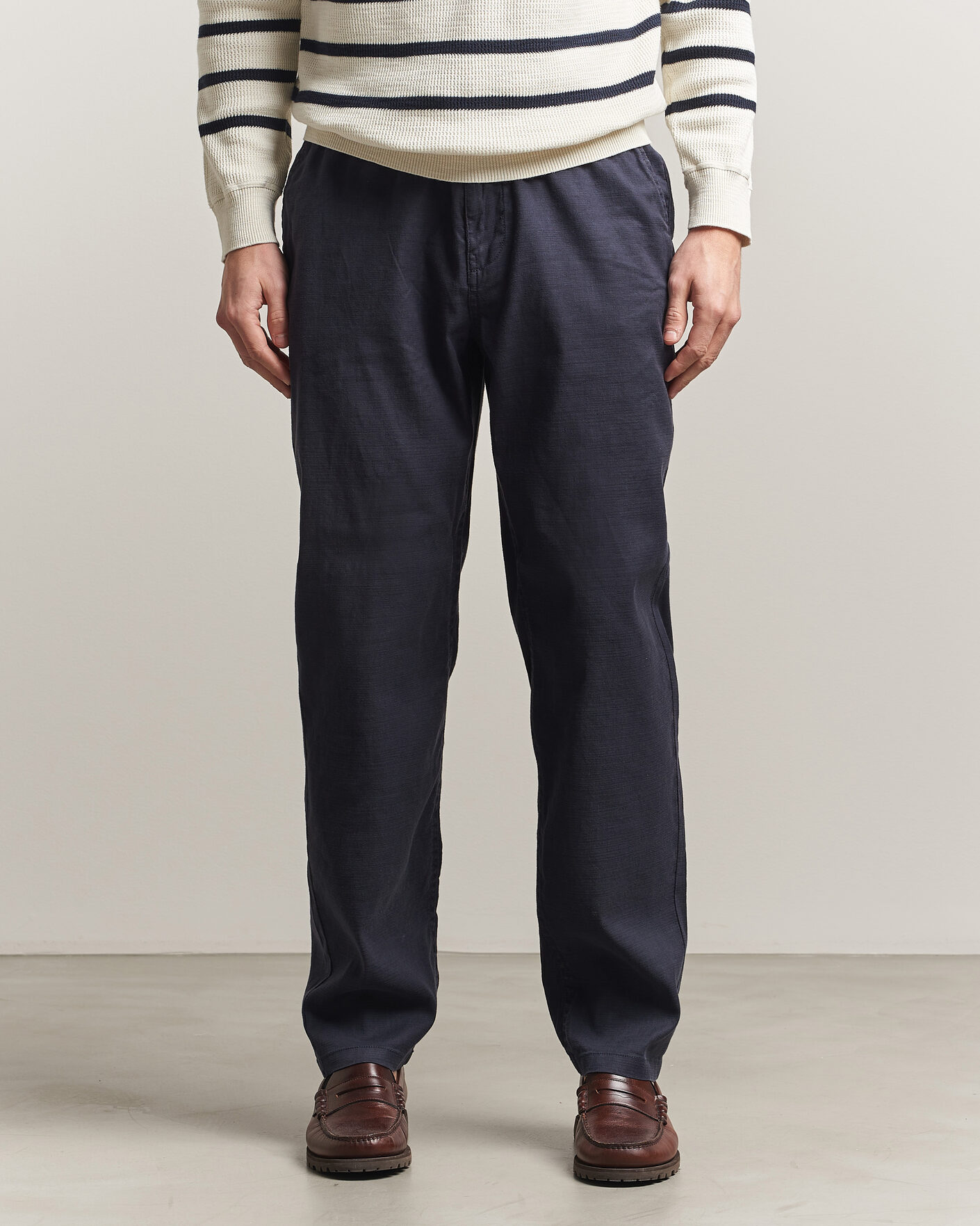 Mies | Housut | Morris | Fenix Linen Trousers Navy