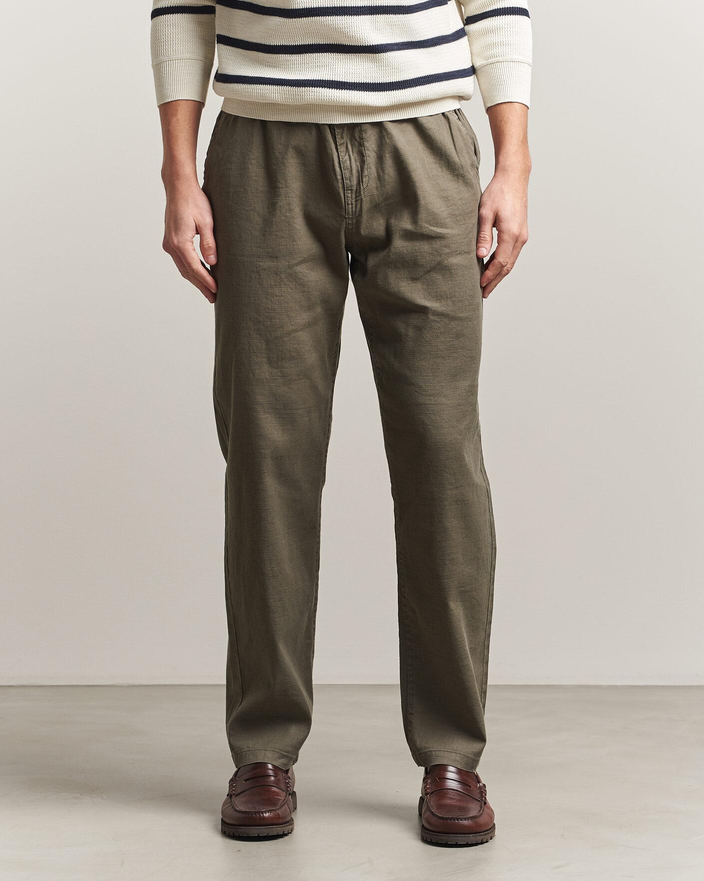 Mies | Housut | Morris | Fenix Linen Trousers Olive