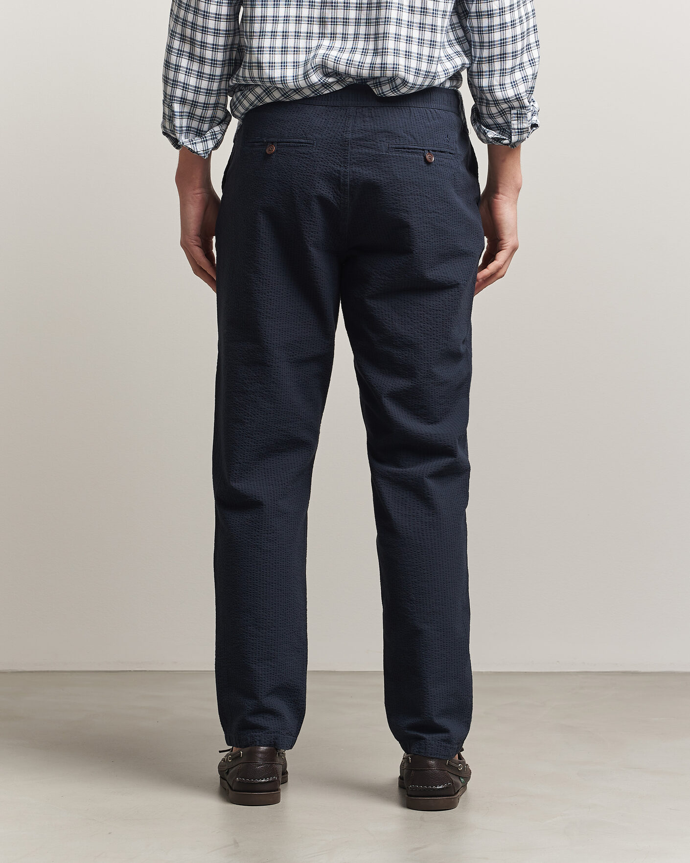 Mies | Housut | Morris | Fenix Seersucker Trousers Dark Blue