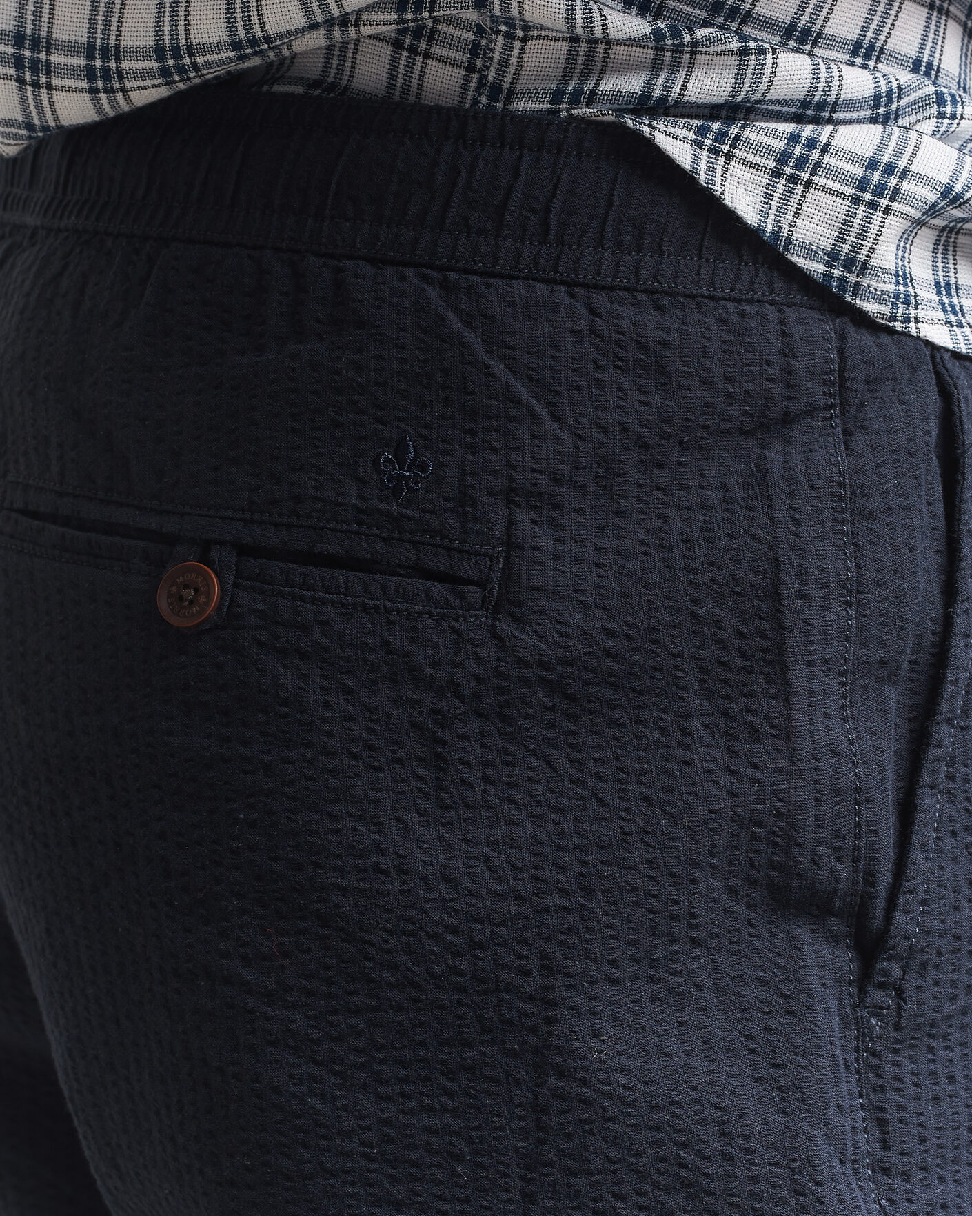 Mies | Housut | Morris | Fenix Seersucker Trousers Dark Blue