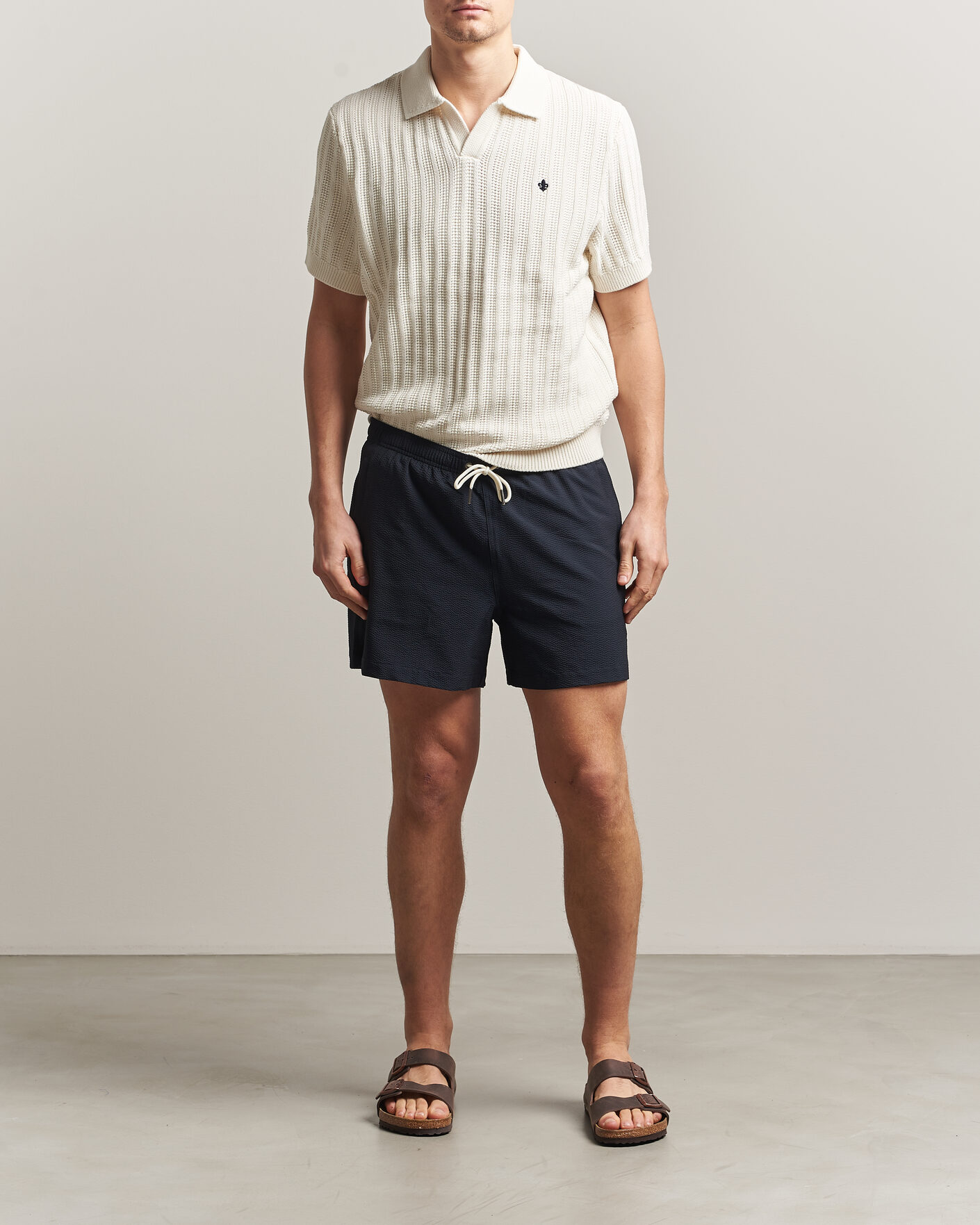 Mies | Uimahousut | Morris | Seersucker Bathing Trunks Dark Blue