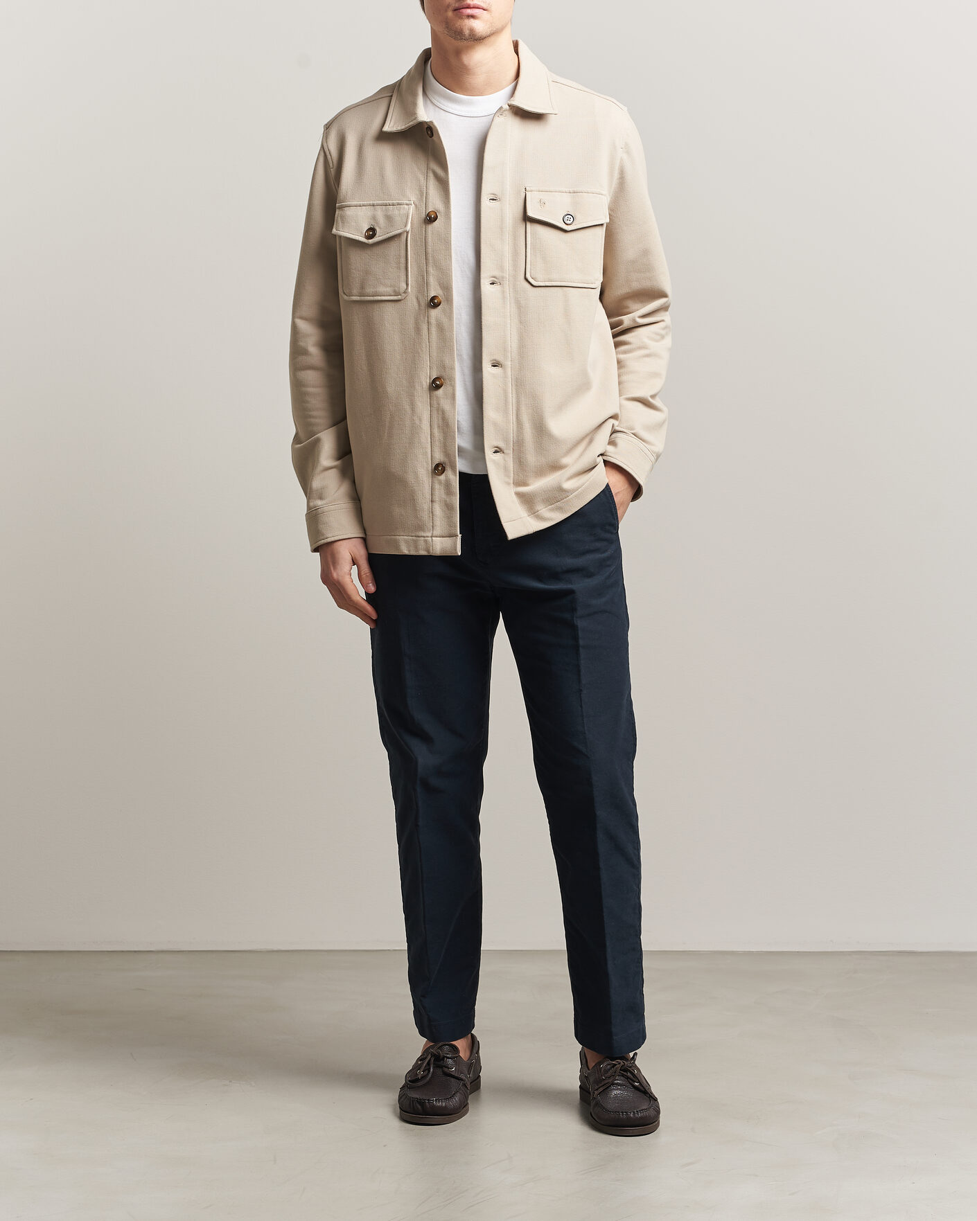 Mies | Kauluspaidat | Morris | Andrew Jersey Overshirt Khaki