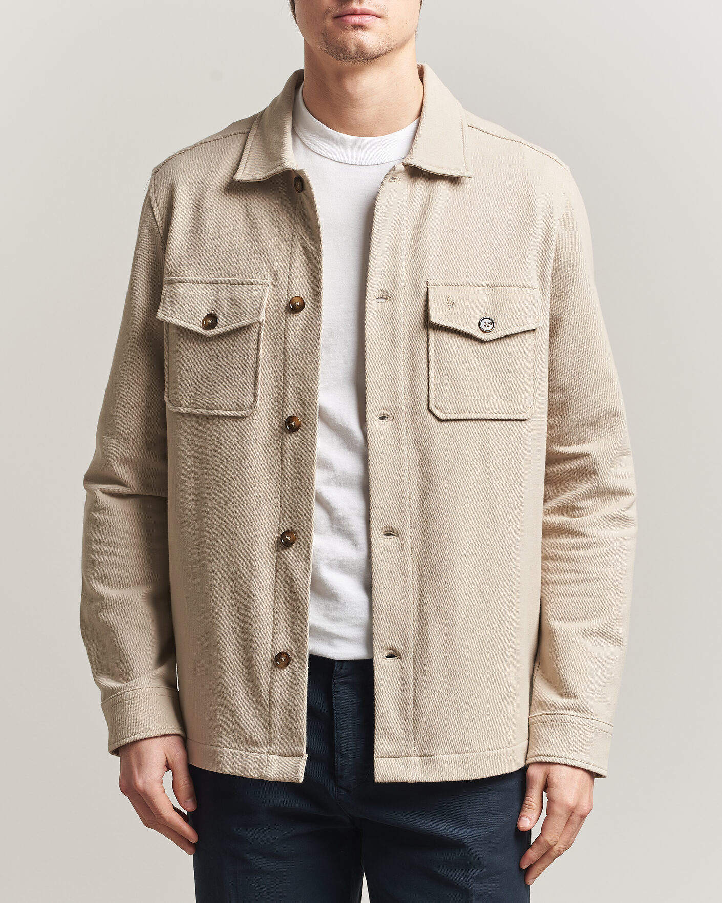 Mies | Kauluspaidat | Morris | Andrew Jersey Overshirt Khaki