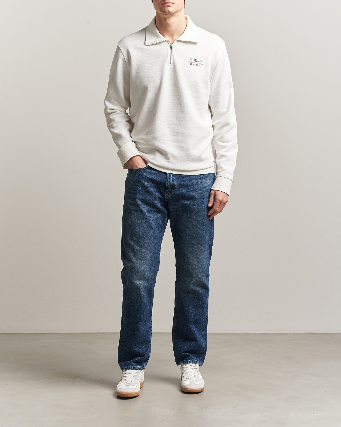 Mies | Puserot | Morris | Northcott Slub Half-Zip White