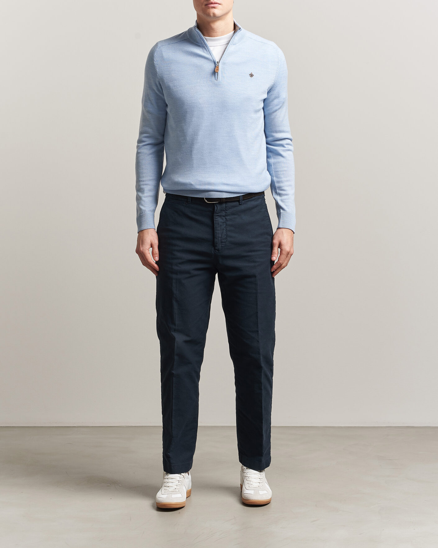 Mies | Puserot | Morris | John Merino Half-Zip Light Blue