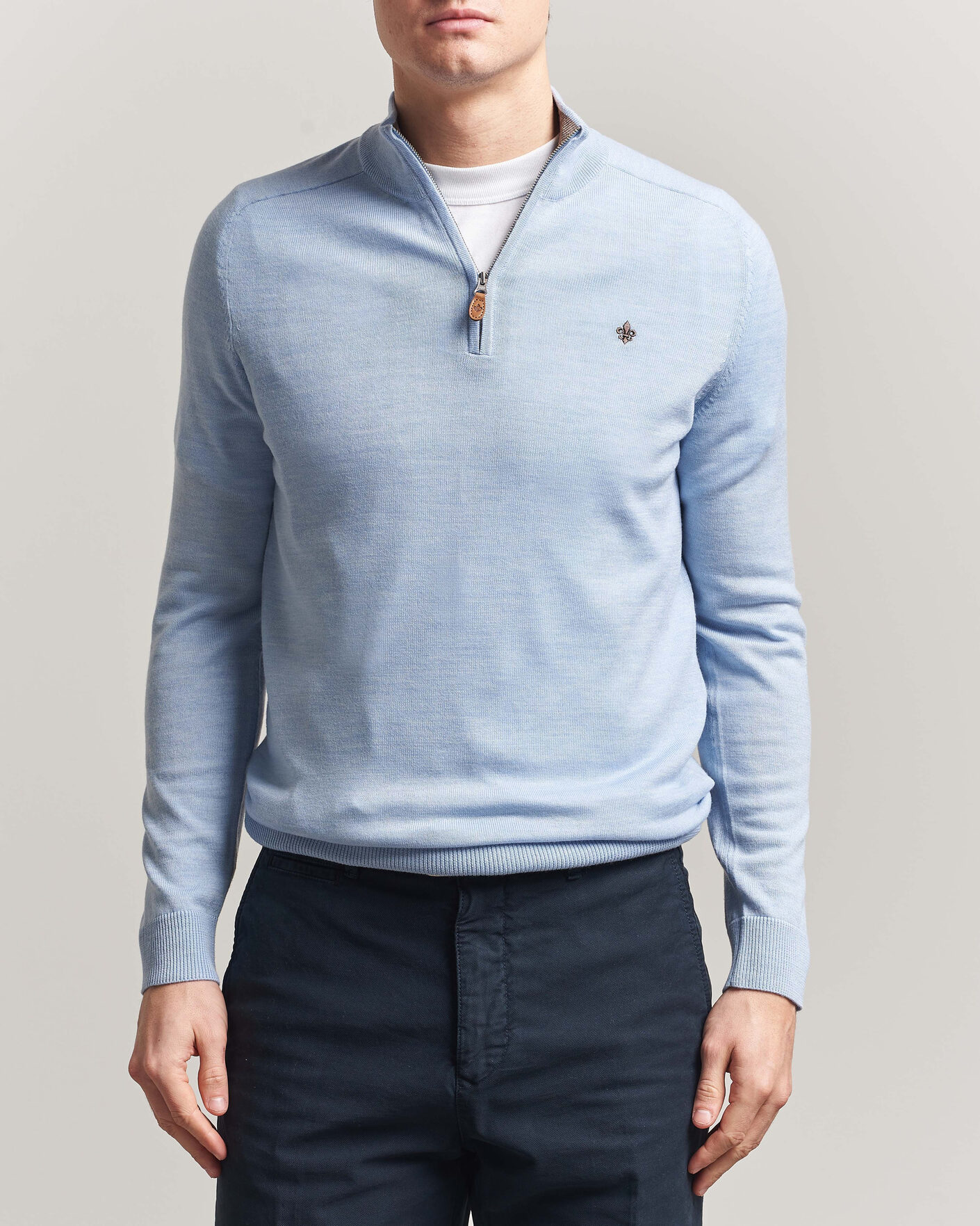 Mies | Puserot | Morris | John Merino Half-Zip Light Blue