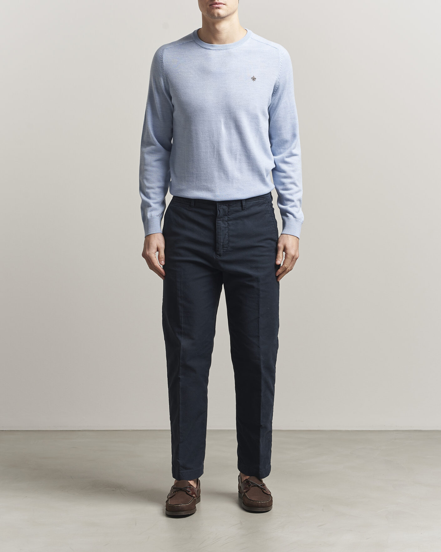 Mies | Puserot | Morris | Merino Oneck Light Blue