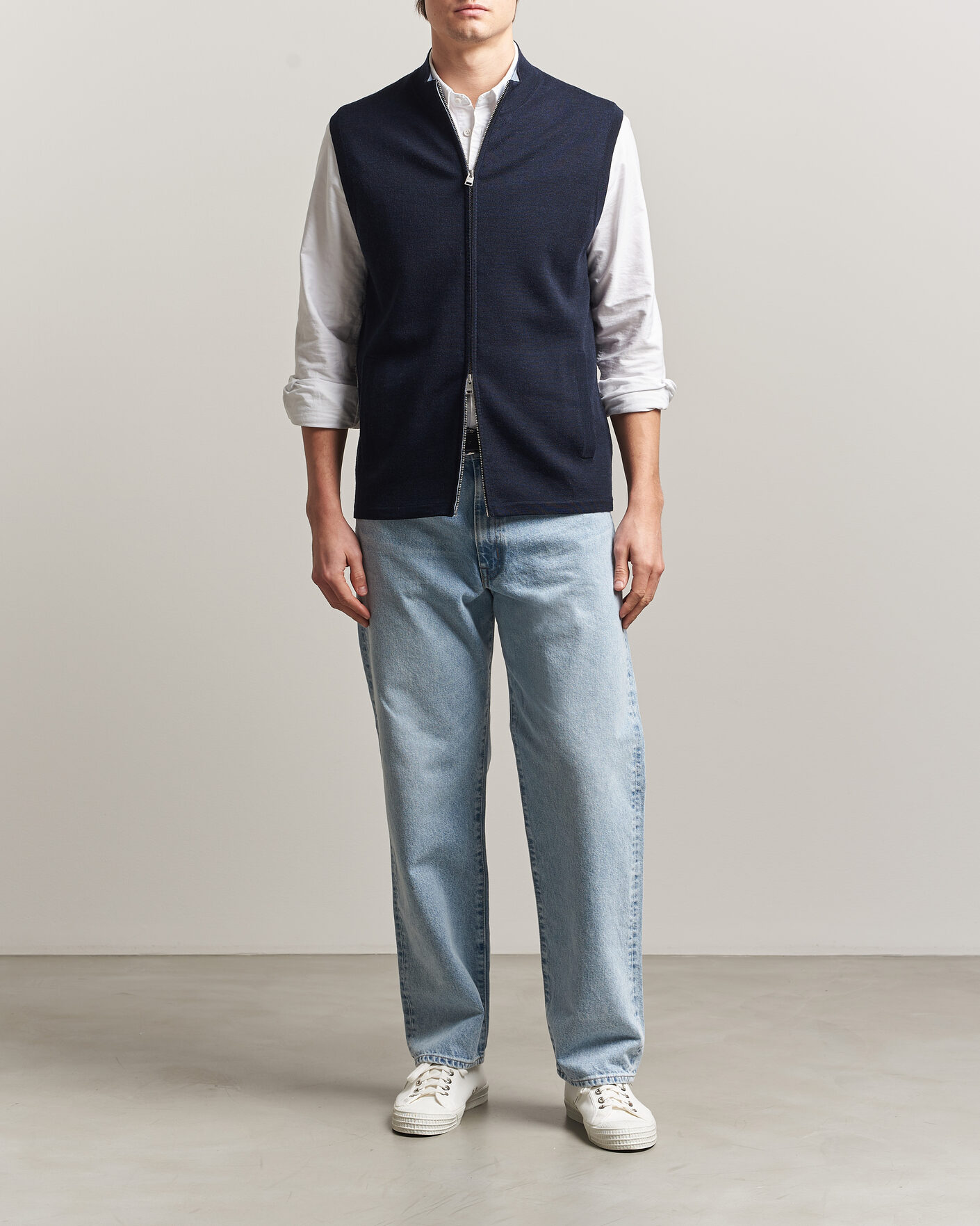 Mies | Puserot | Morris | Merino Double Zip Vest Navy