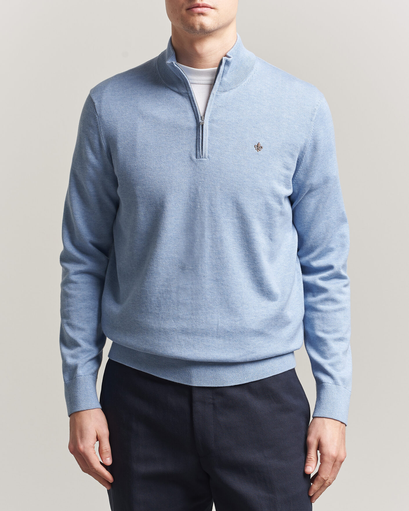 Mies | Puserot | Morris | Riley Half-Zip Light Blue