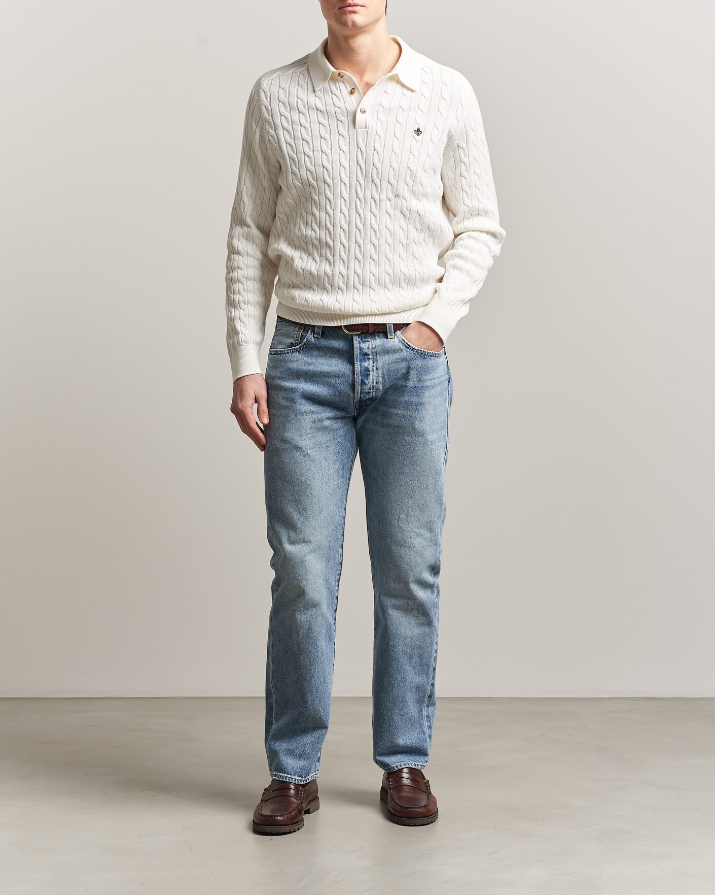 Mies | Puserot | Morris | Lancaster Cable Polo Off White