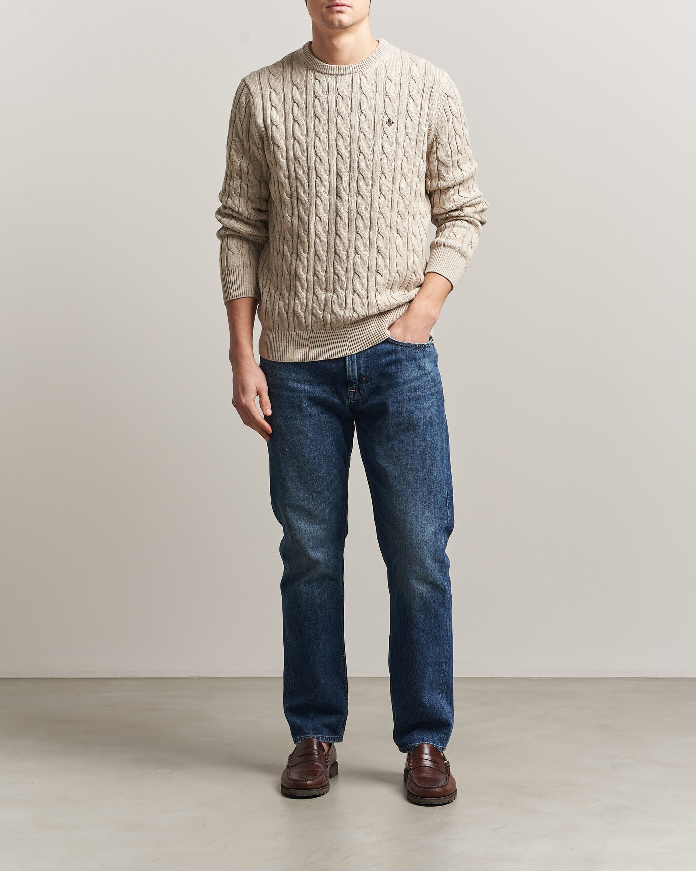Mies | Puserot | Morris | Ethan Cable Oneck Khaki
