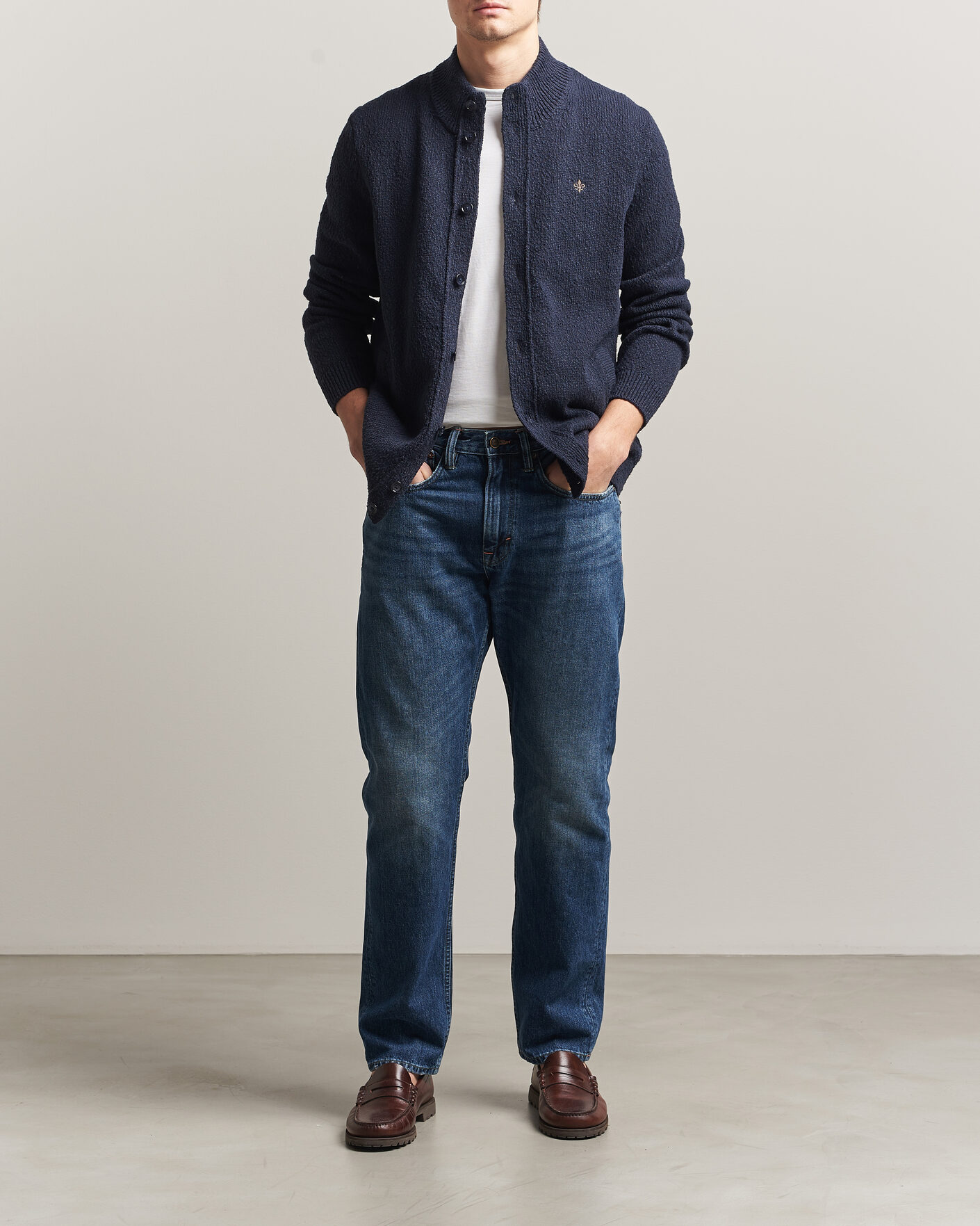 Mies | Puserot | Morris | Windham Button Cardigan Navy
