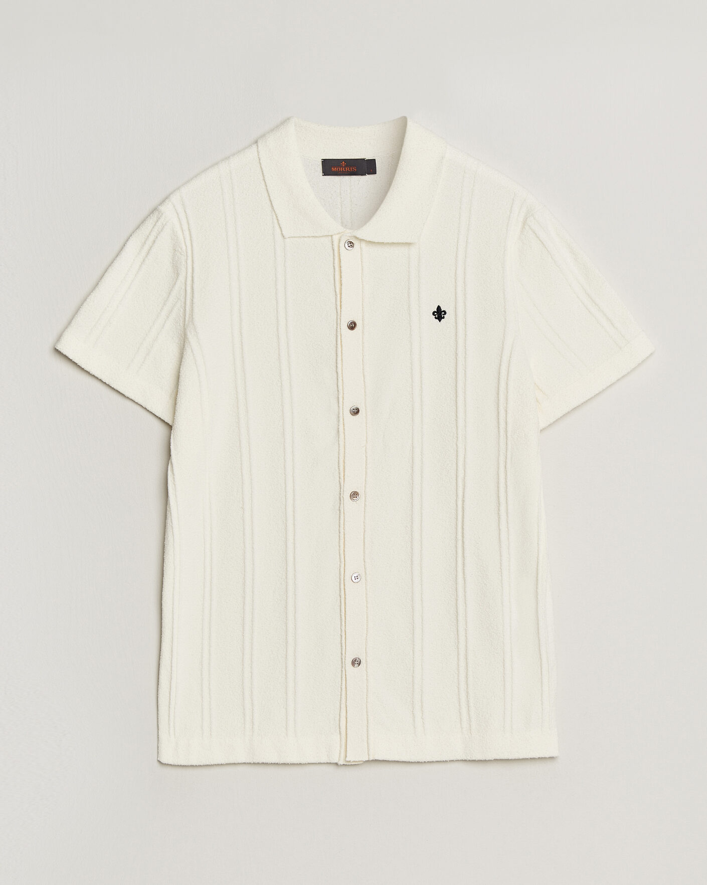 Mies | Kauluspaidat | Morris | Clayton Knitted Short Sleeve Shirt Off White