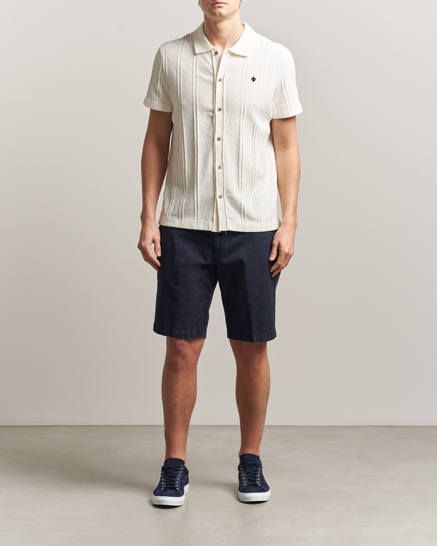Mies | Kauluspaidat | Morris | Clayton Knitted Short Sleeve Shirt Off White