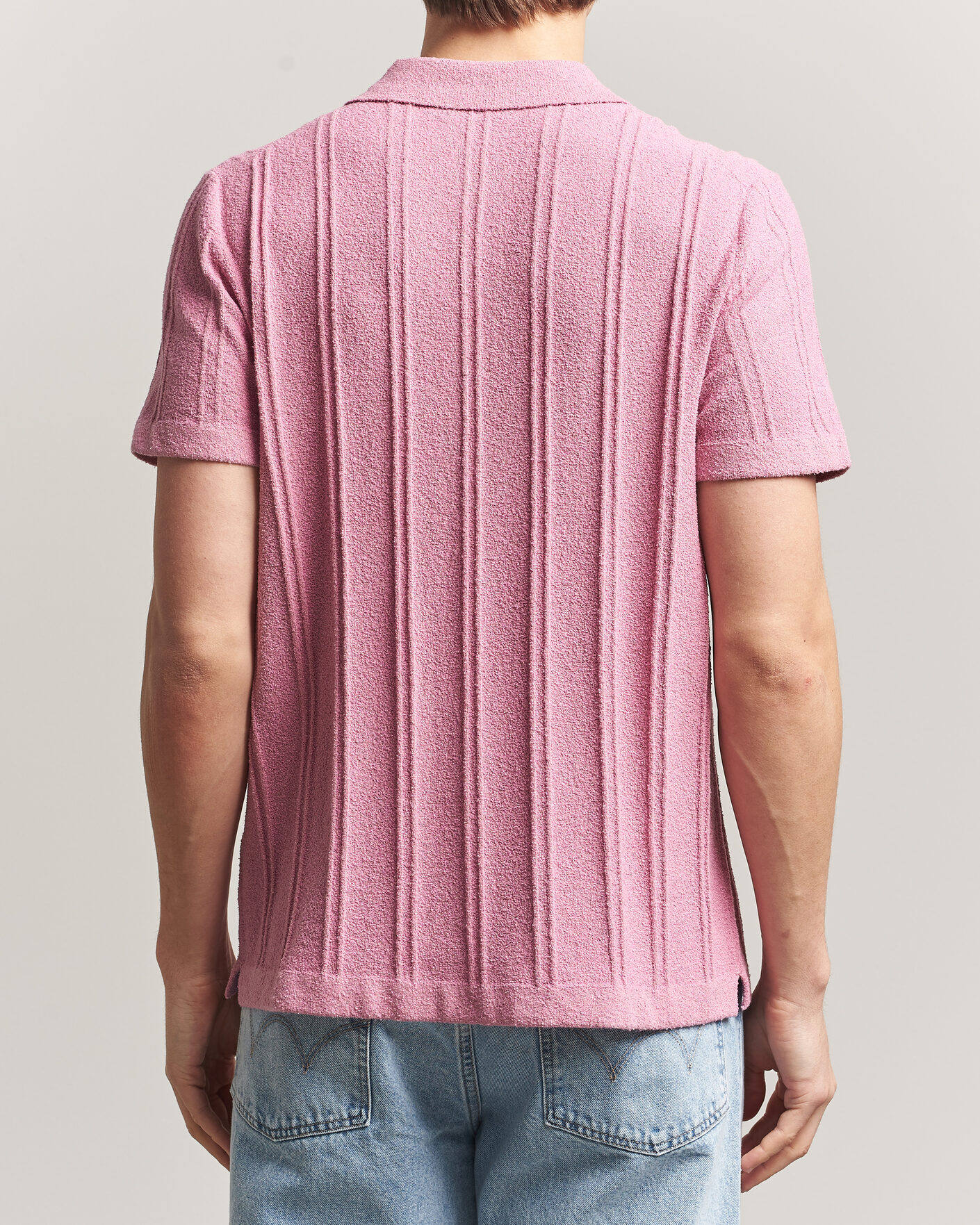 Mies | Kauluspaidat | Morris | Clayton Knitted Short Sleeve Shirt Pink