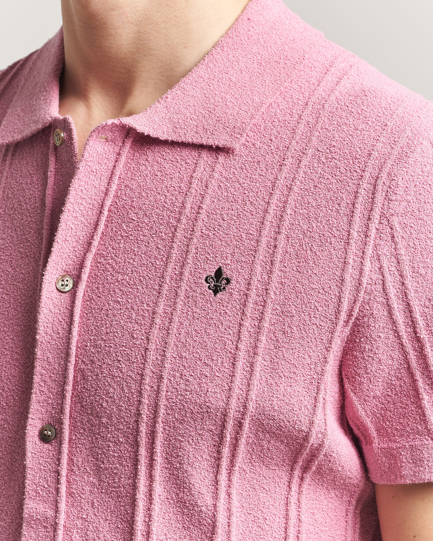 Mies | Kauluspaidat | Morris | Clayton Knitted Short Sleeve Shirt Pink