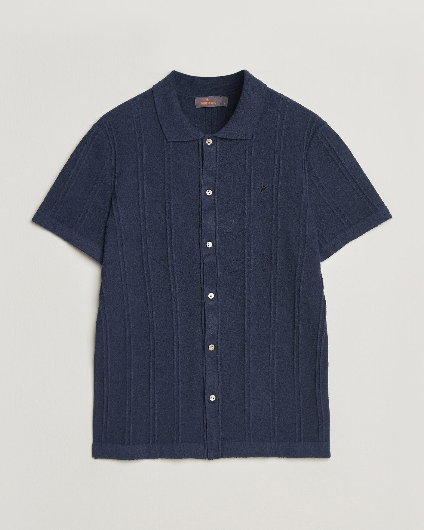 Mies | Kauluspaidat | Morris | Clayton Knitted Short Sleeve Shirt Dark Blue