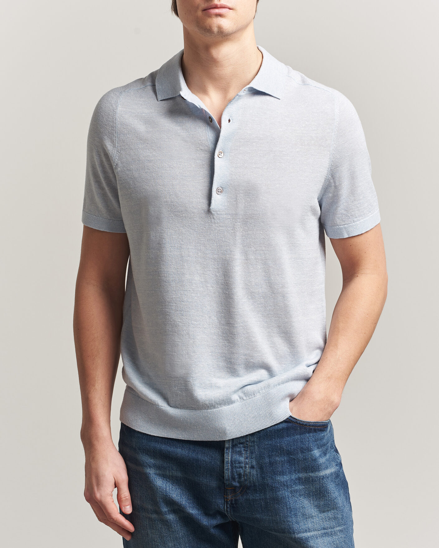 Mies | Pikeet | Morris | Colin Short Sleeve Polo Shirt Light Blue