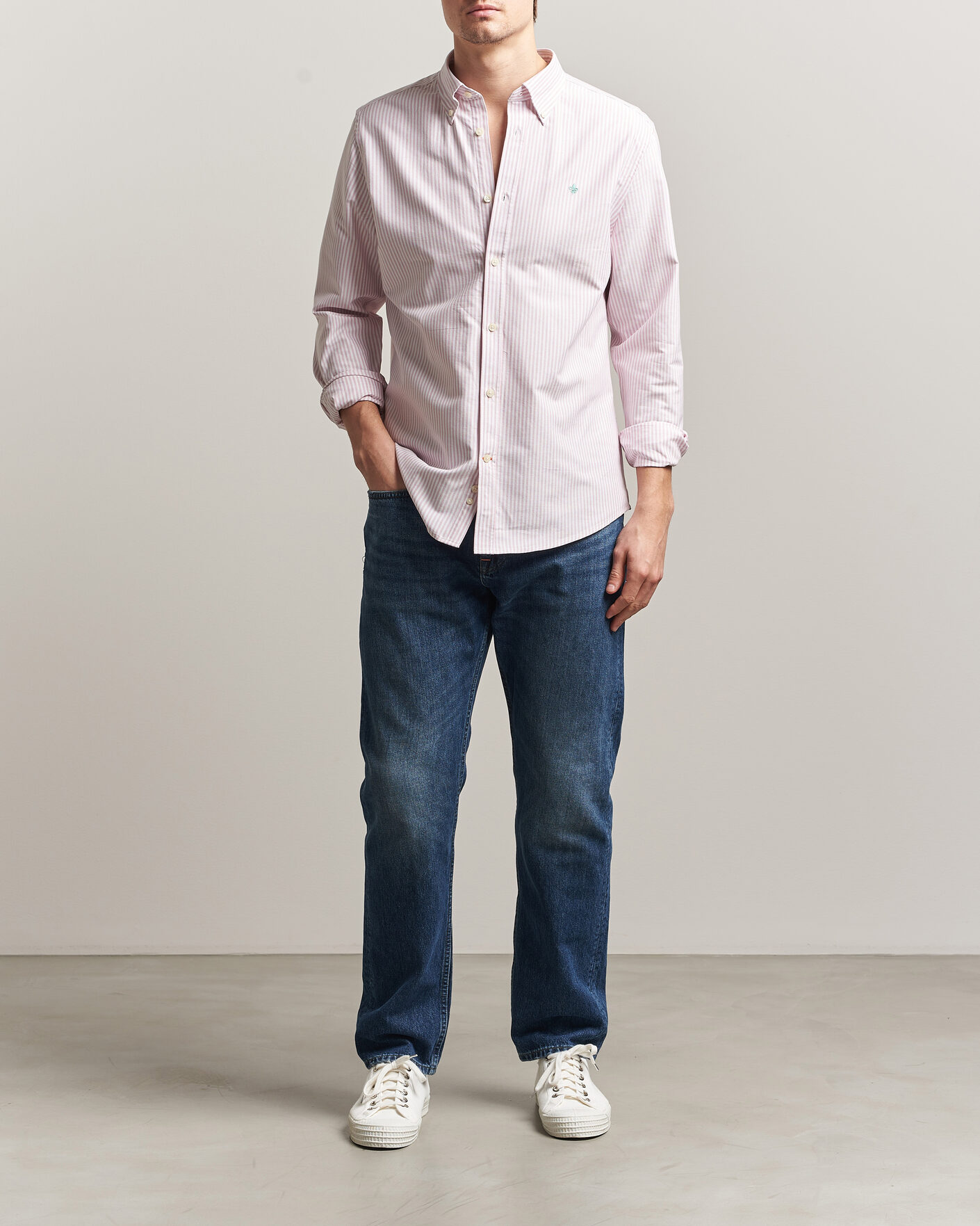 Mies | Kauluspaidat | Morris | Douglas Striped Oxford Shirt Pink
