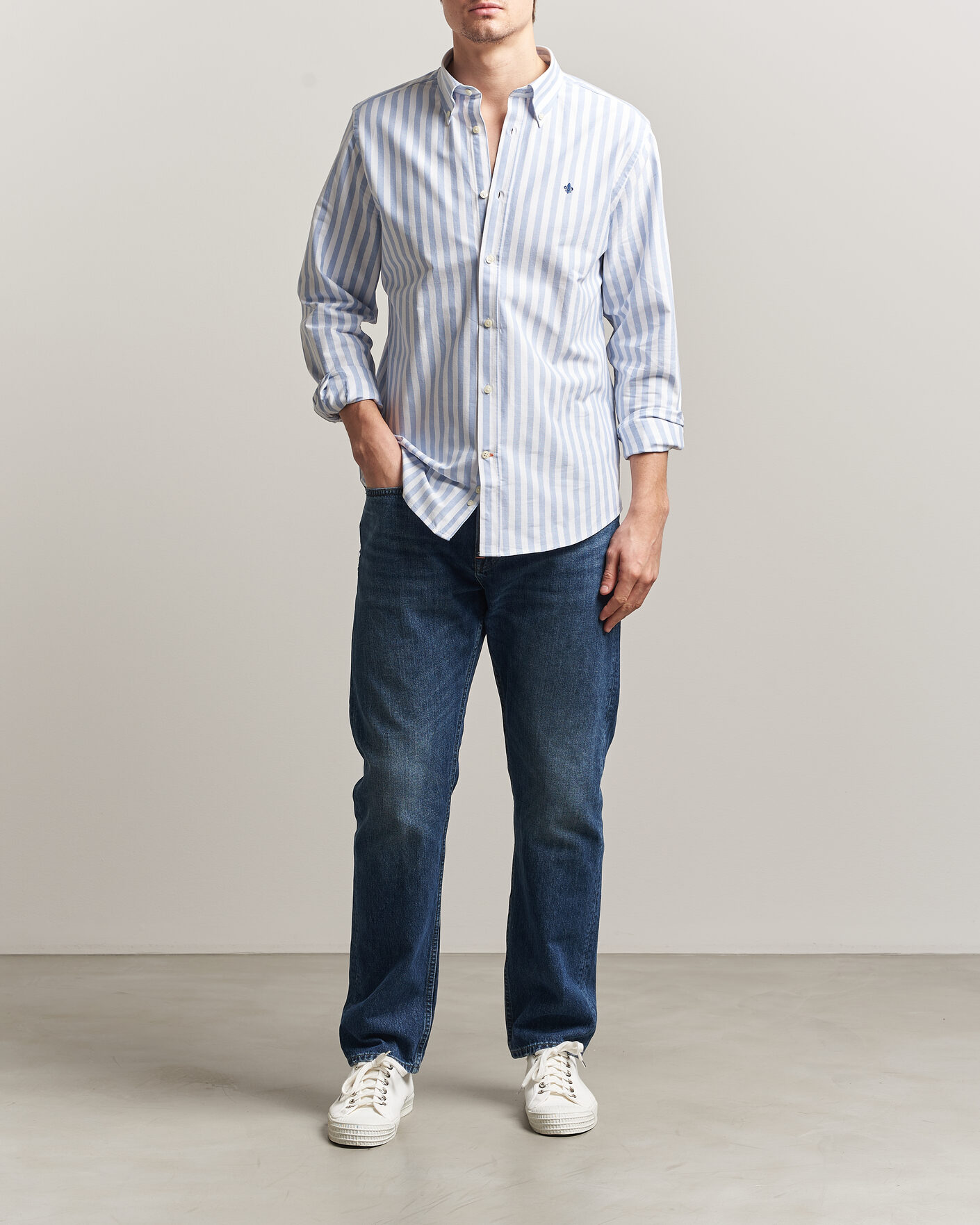 Mies | Kauluspaidat | Morris | Douglas Striped Oxford Shirt Light Blue