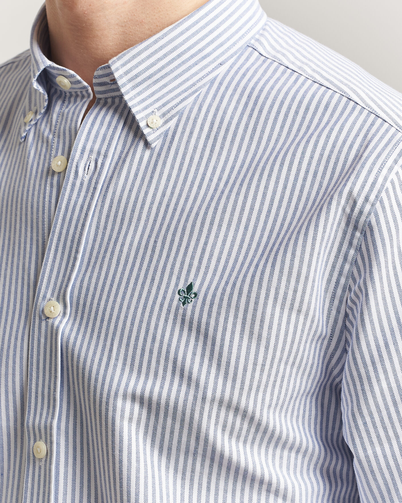 Mies | Kauluspaidat | Morris | Douglas Striped Oxford Shirt Dark Blue